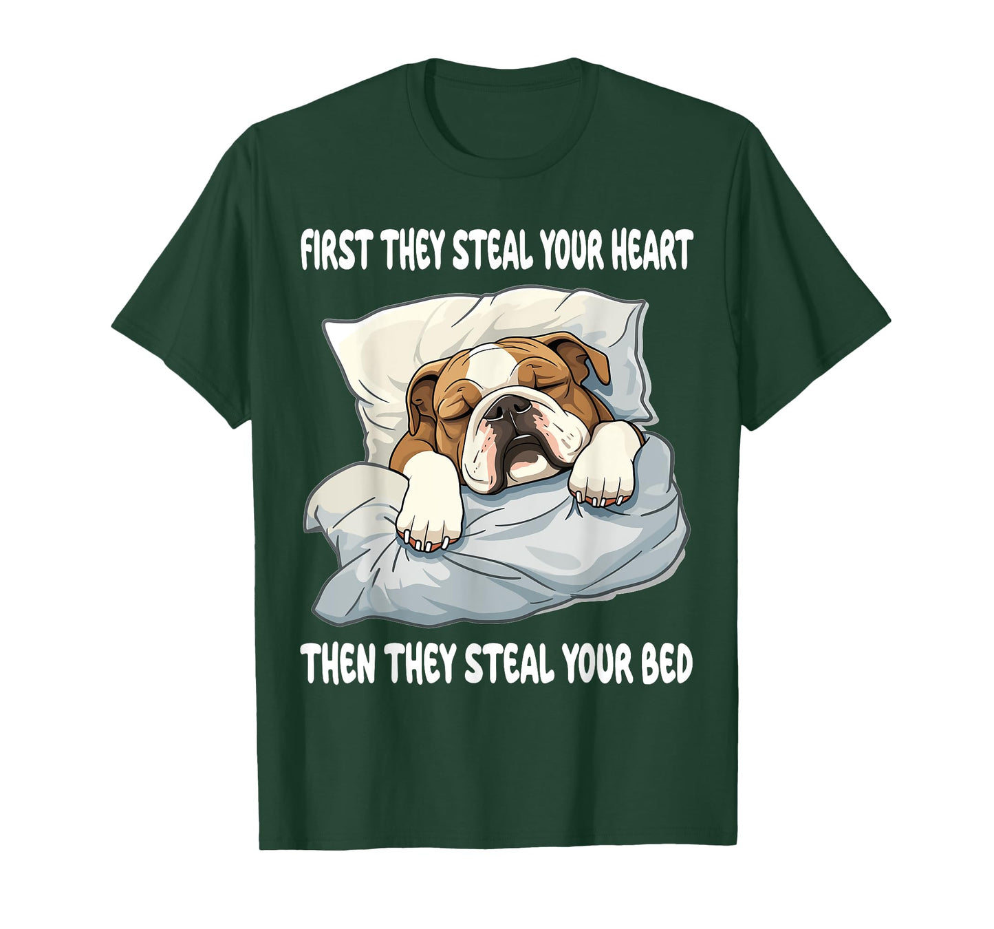 English Bulldog Sleeping Pajamas Nightgown T-Shirt for Men Women Girls Kids