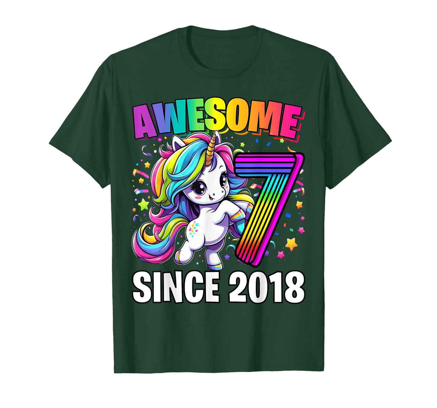Unicorn 7th Birthday 7 Year Old Unicorn Party Girls Outfit T-Shirt