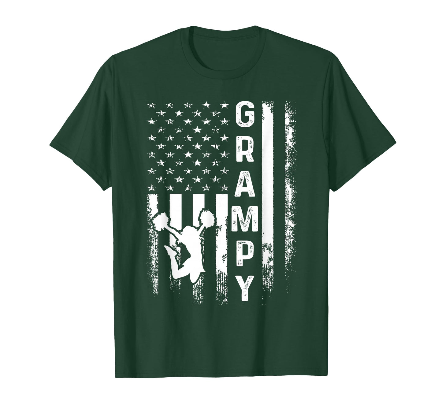 Cheerleader Cheer Grampy America Flag Vintage Xmas T-Shirt