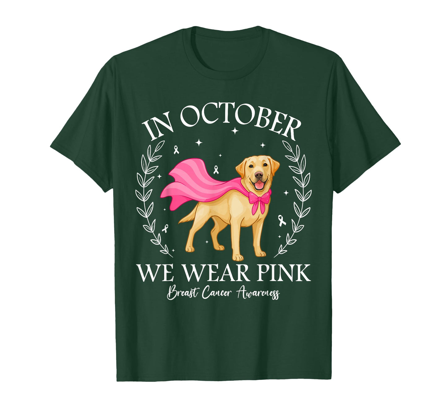 in October We Wear Pink Labrador Retriever Breast Cancer Dog T-Shirt