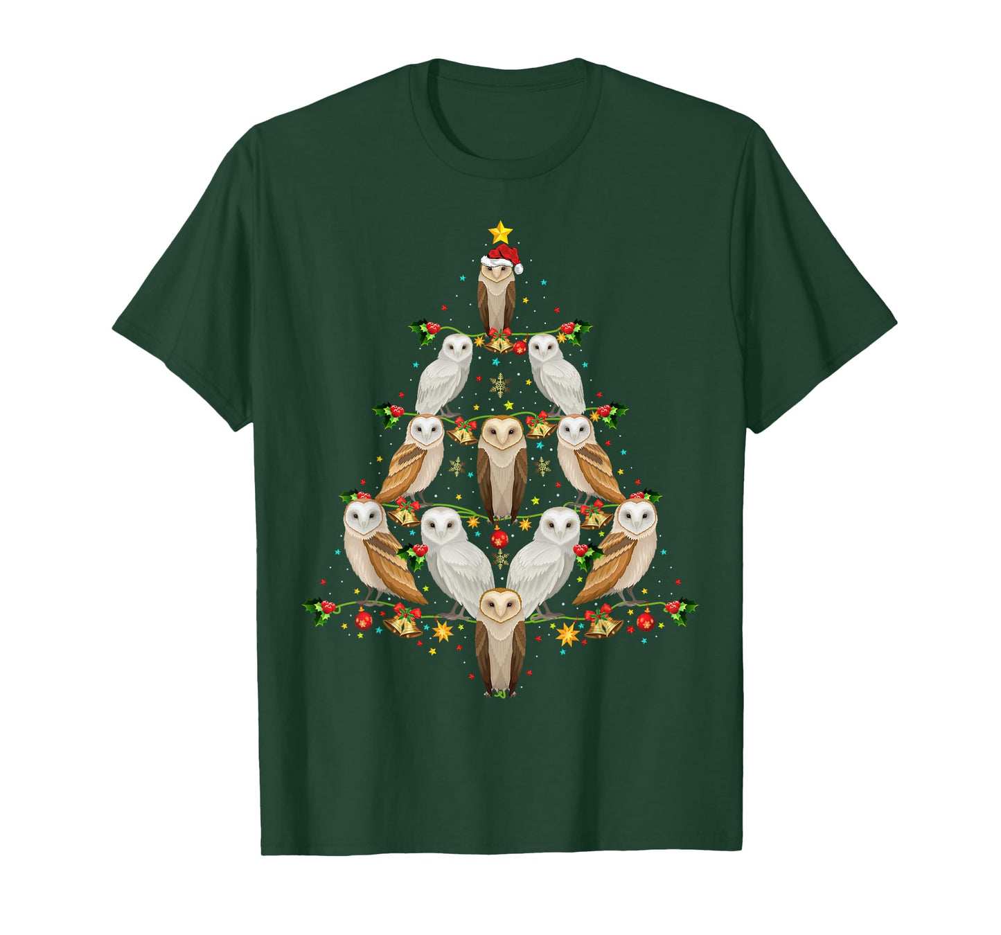 Barn Owl Bird Christmas Tree Gift Funny Christmas Barn Owl T-Shirt