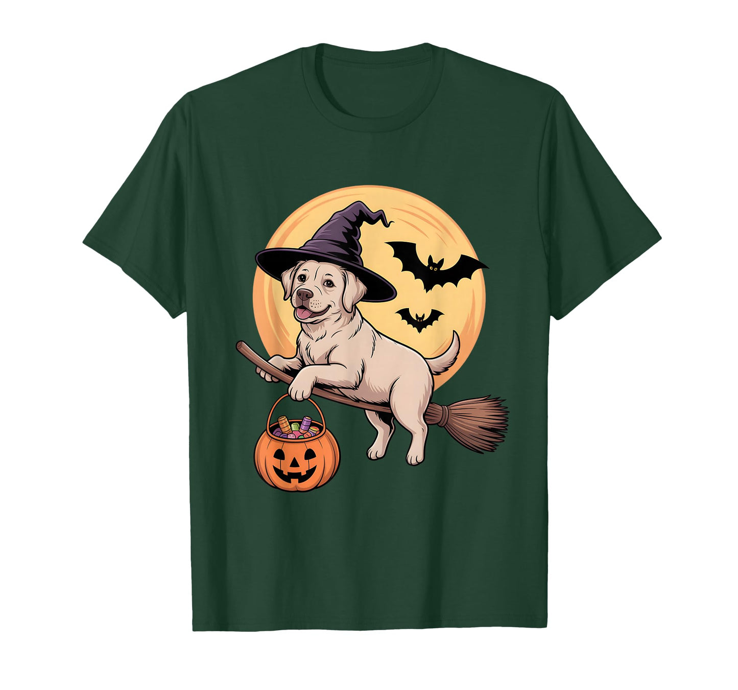Labrador Retriever Witch Hat Pumpkin Halloween Costume Kids T-Shirt