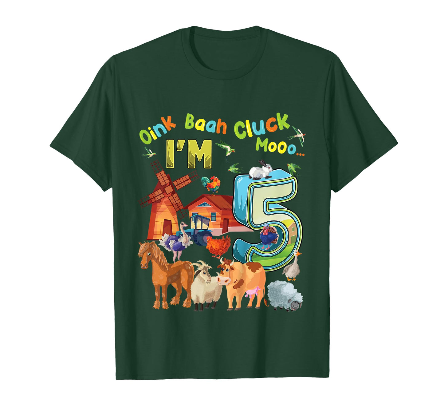 Kids Barnyard 5th Birthday Farm Animals 5 Years Old Farming T-Shirt