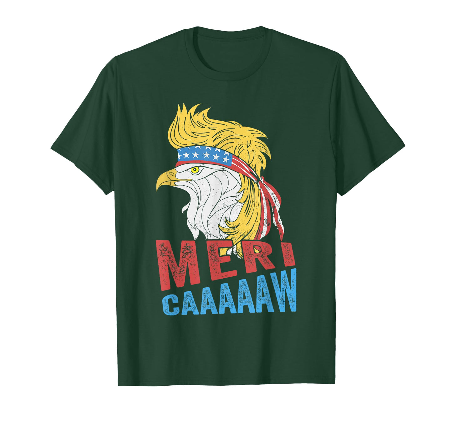 meri-caaaaaw - Eagle Mullet 4th Of July USA American Flag T-Shirt