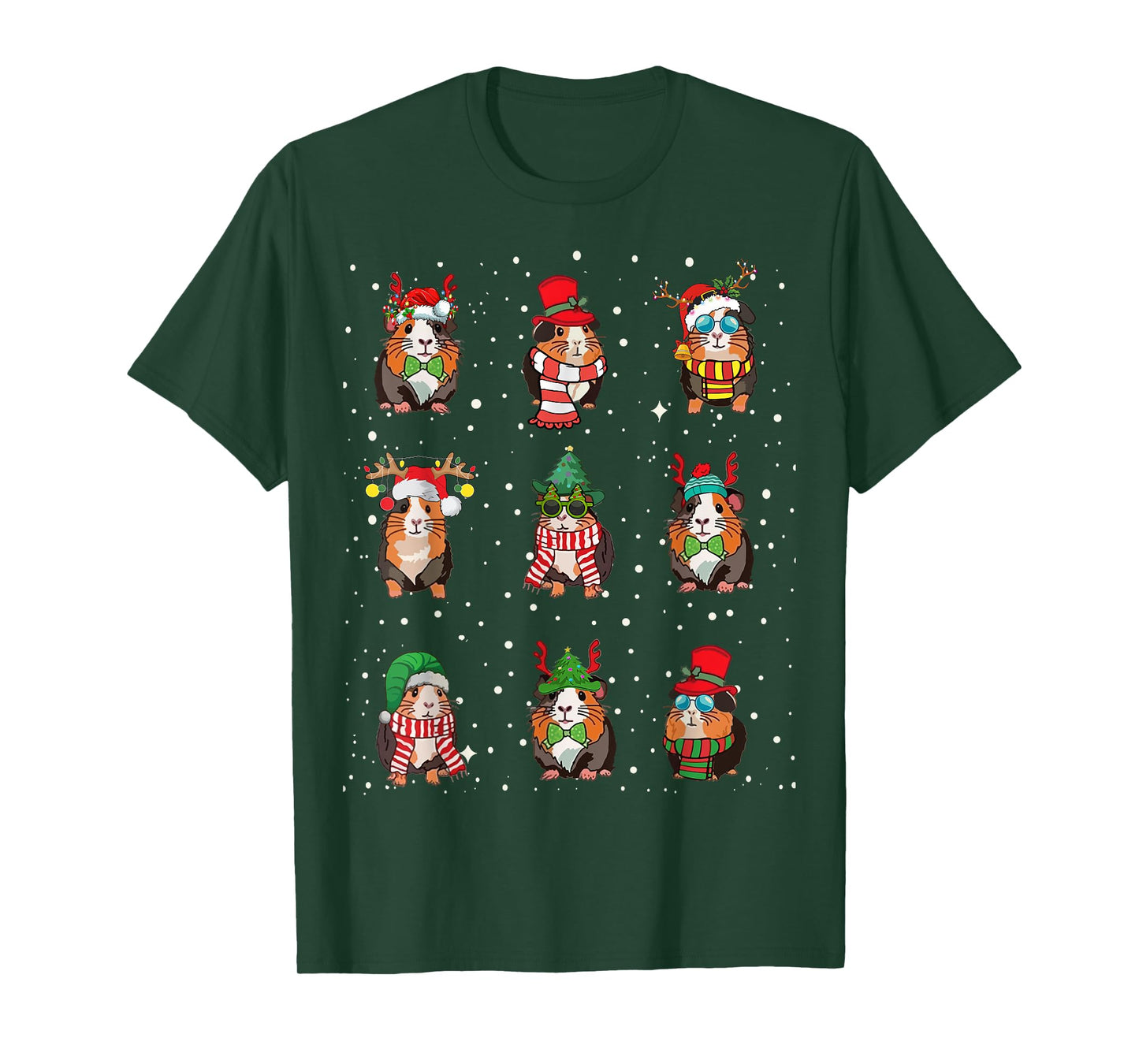 Kawaii Guinea Pig Lovers Clothes Cute Guinea Pigs In Xmas Costume Funny Christmas Holiday Black Unisex-Adult T-Shirt