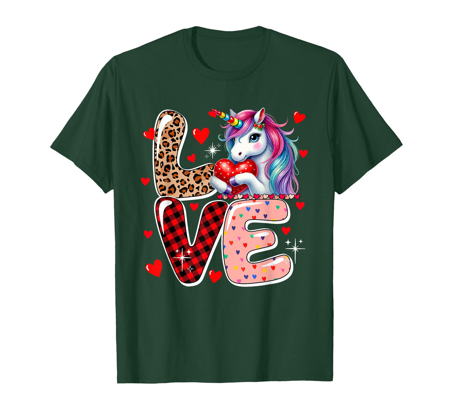 LOVE Unicorn Leopard Cute Hearts Valentine's Day Kid Toddler T-Shirt