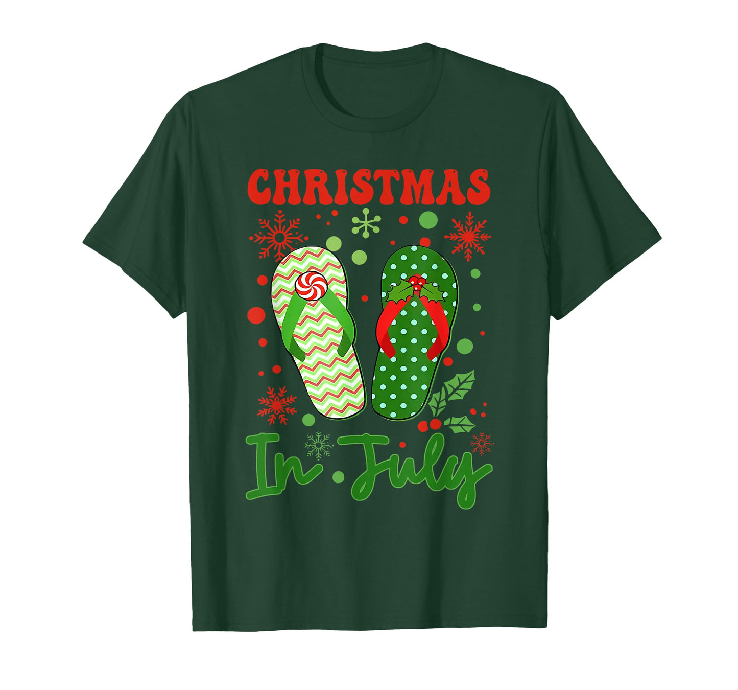 Funny Flip Flops Christmas In July Xmas Beach Vacation T-Shirt