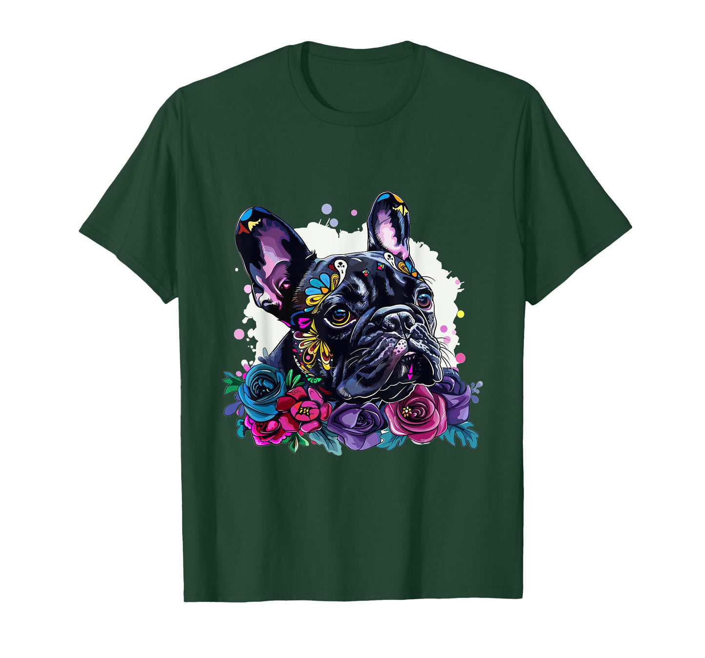 French Bulldog Sugar Skull Dia De Los Muertos Graphic T-Shirt