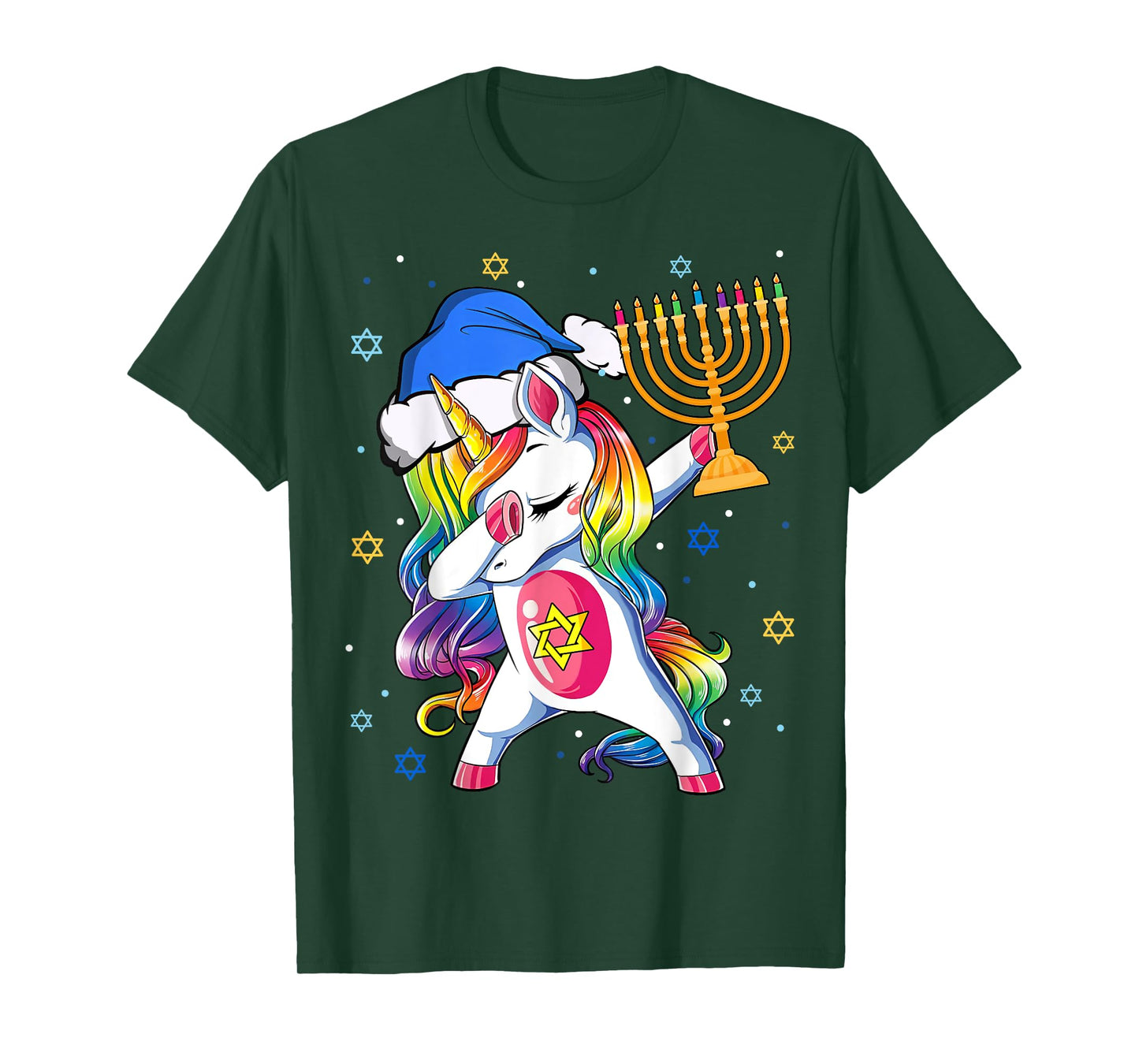 Jewnicorn Funny Hanukkah Unicorn Gift Girl Women Pajamas T-Shirt