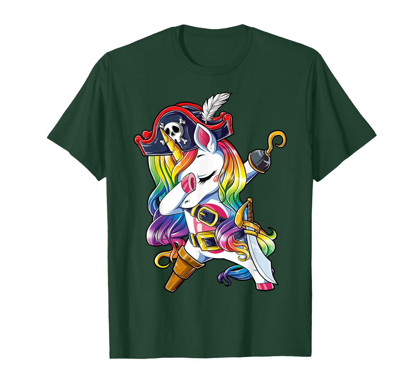 Dabbing Unicorn Pirate Jolly Roger Costume Kids Girls Boys T-Shirt