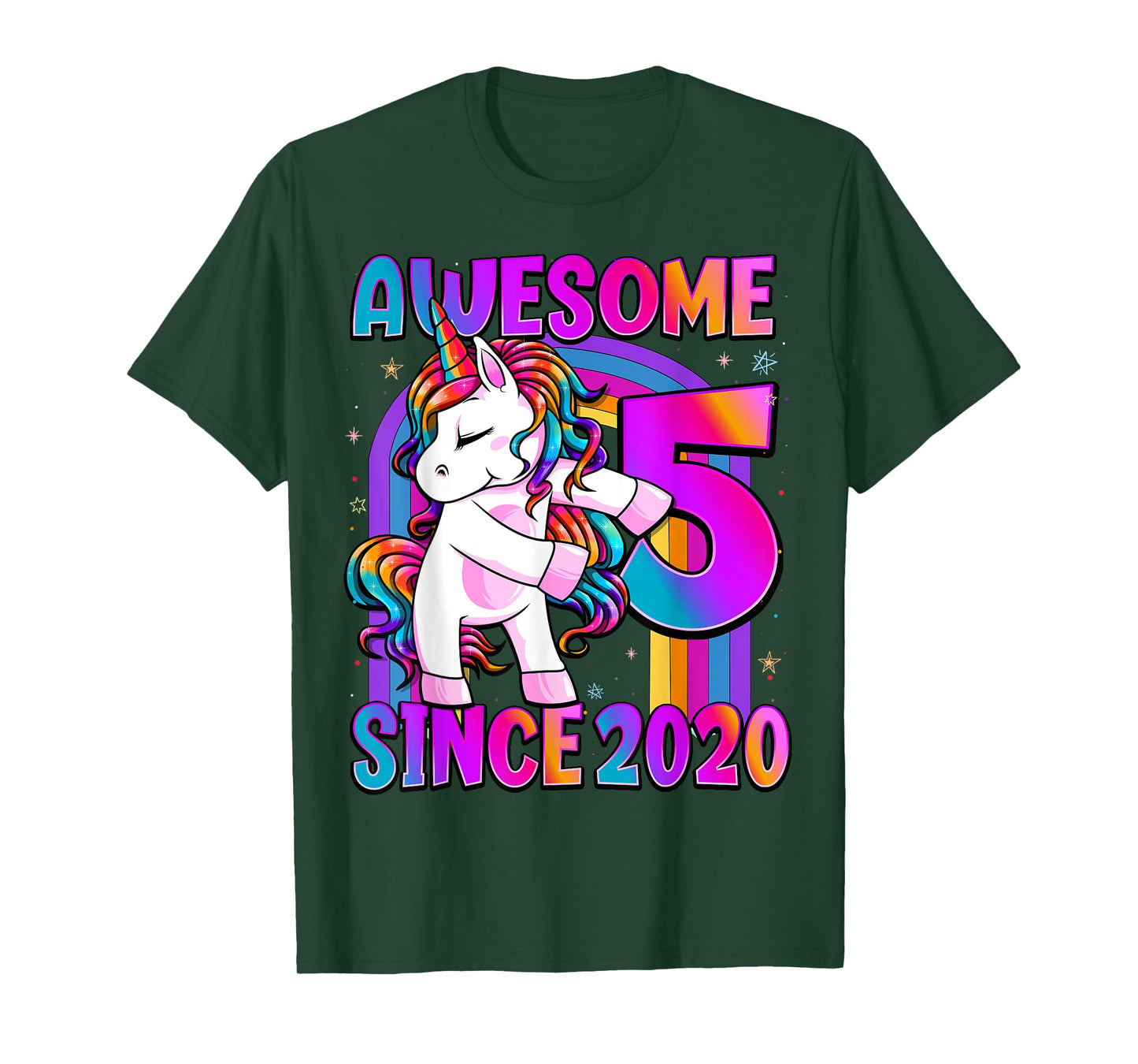 Flossing Unicorn 5 Year Old 5th Birthday Girl Unicorn Party T-Shirt