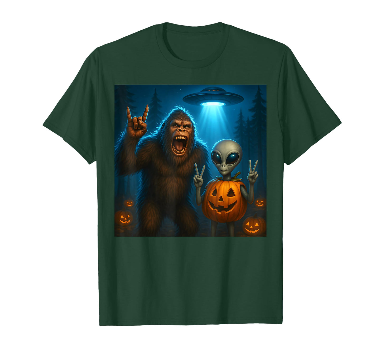 Bigfoot Alien Halloween T-Shirt