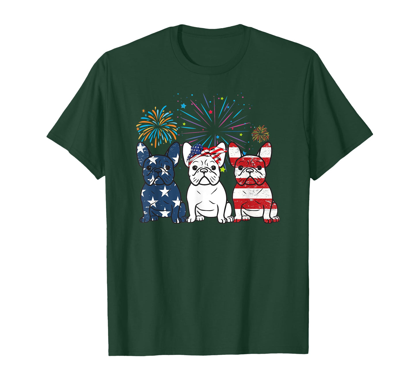 French Bulldog American Flag 4th Of July Independence Day Women Kids Men T-Shirt