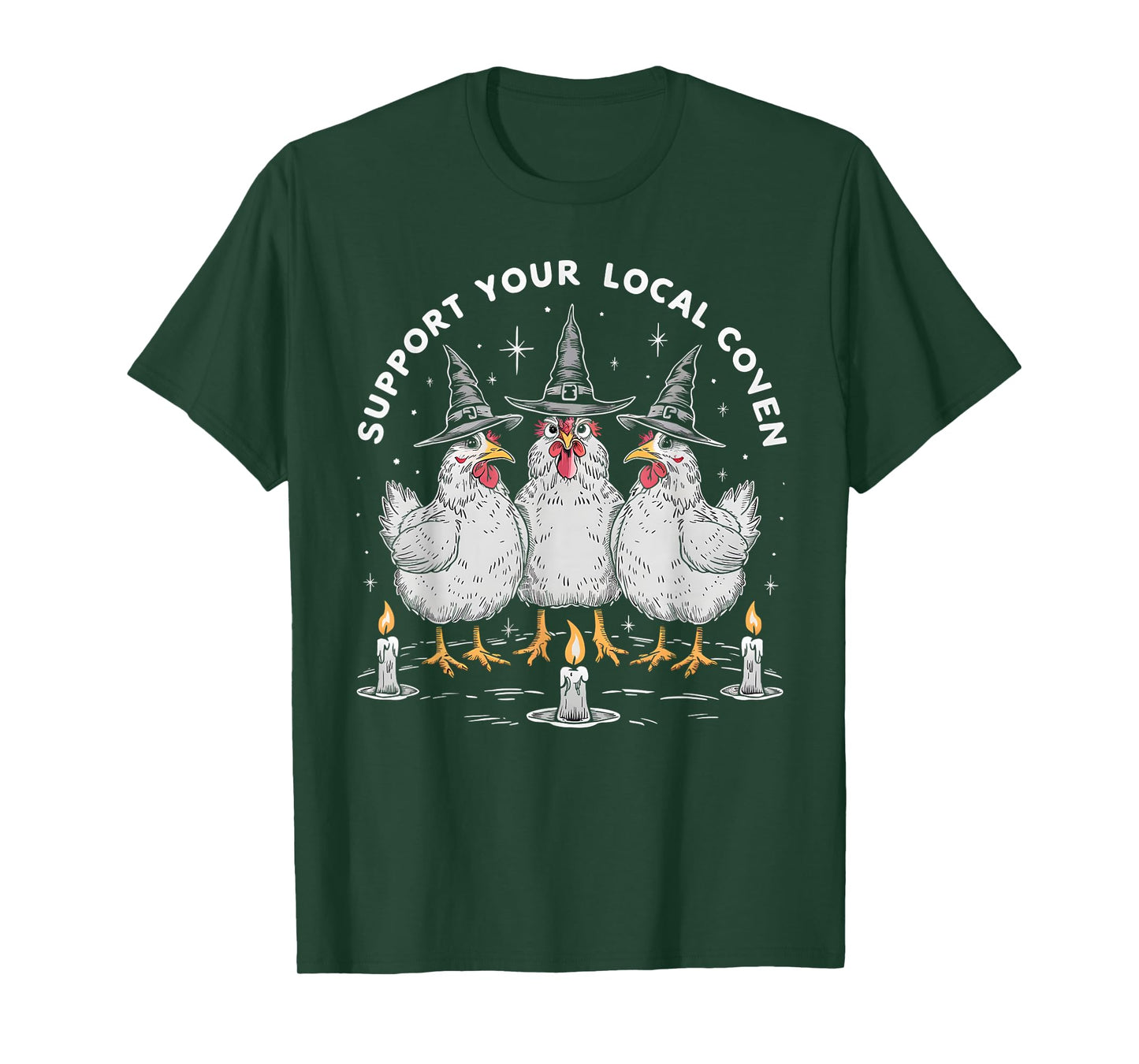 Support Your Local Coven Funny Farm Witch Chicken Halloween T-Shirt