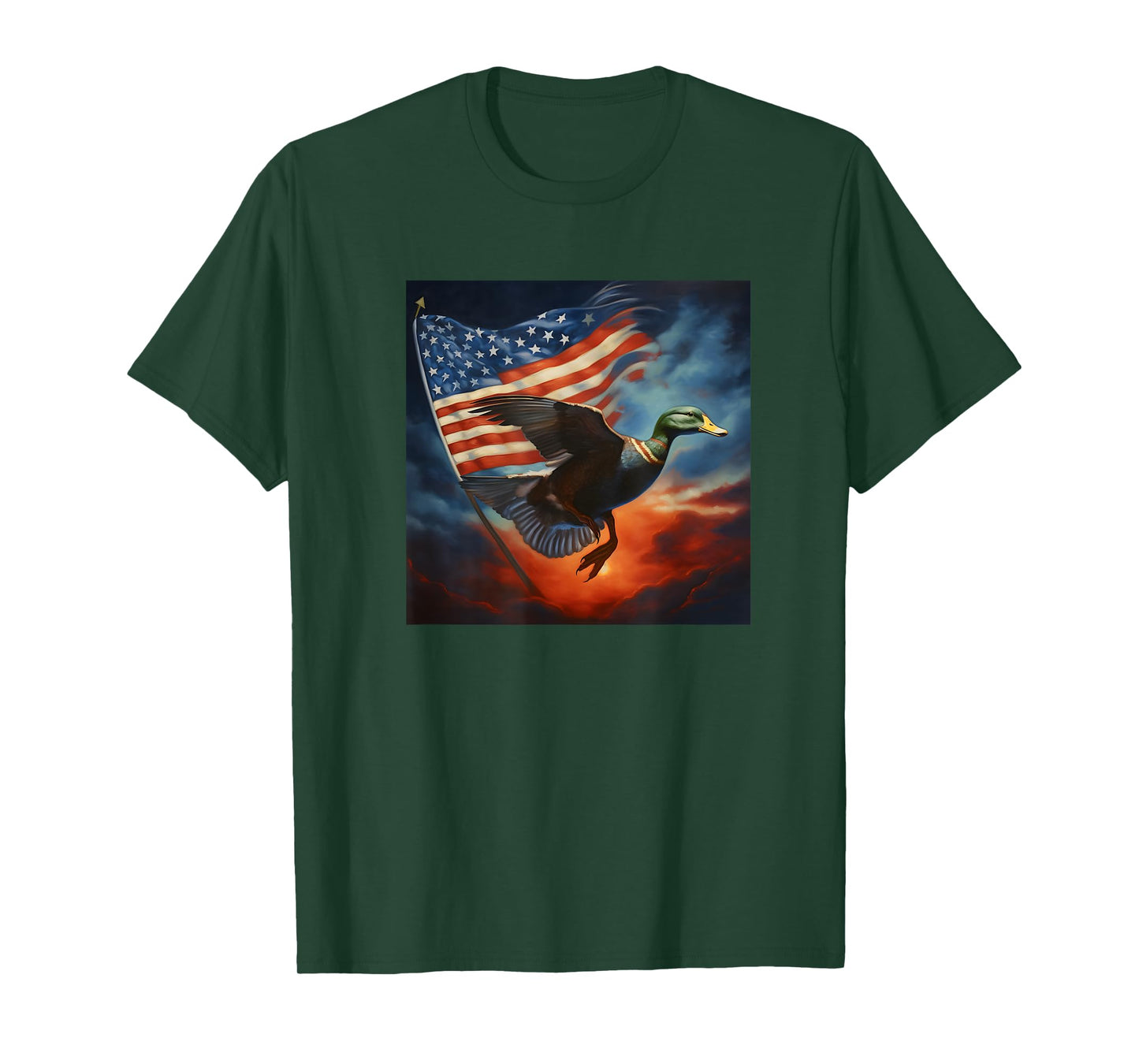 Duck Hunter American Flag Waterfowl Starry Night Men T-Shirt