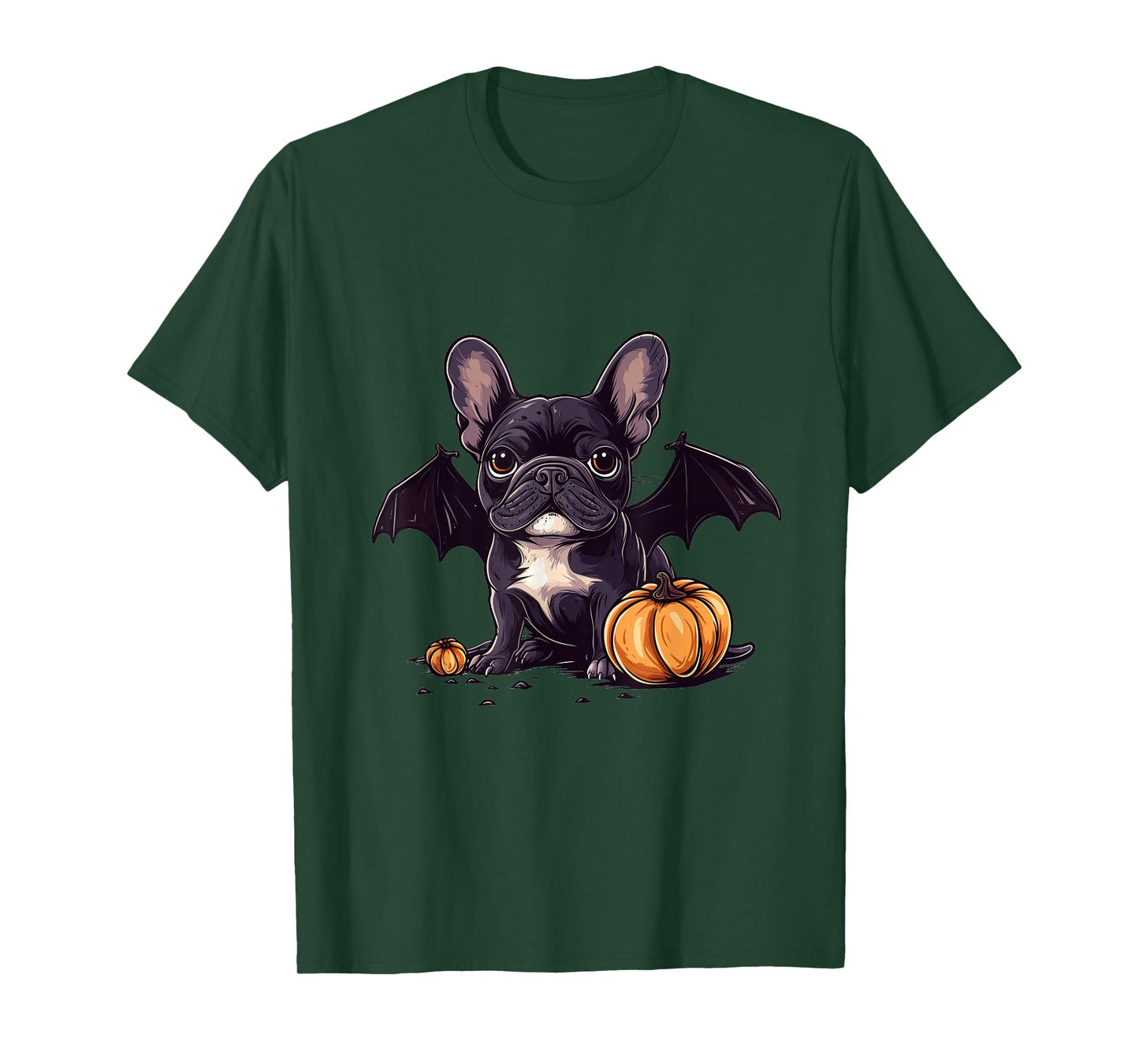 Cute Halloween French Bulldog Bat Wings Pumpkin Spooky Dog T-Shirt