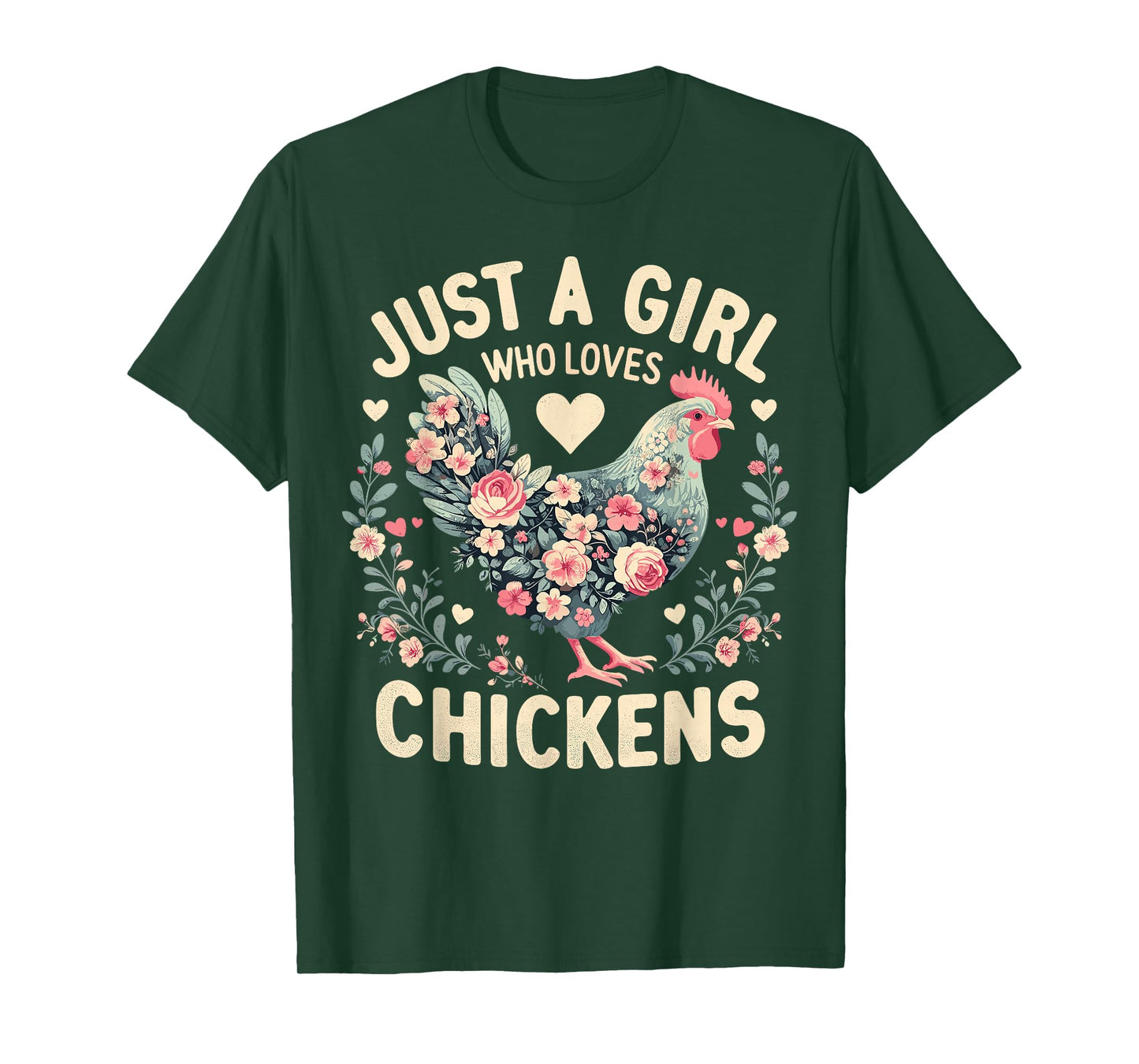 Floral Farmer Funny Just A Girl Who Loves Chickens T-Shirt