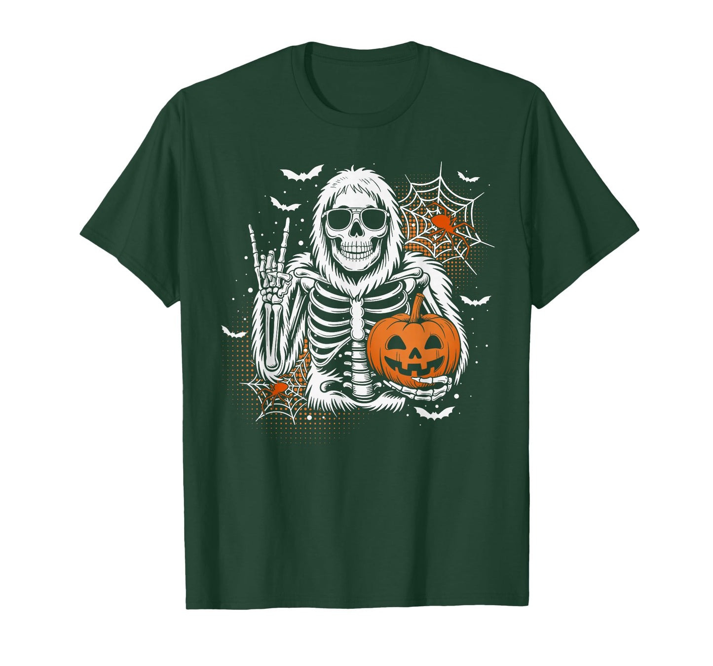 Skeleton Bigfoot Jack-O-Lantern Spooky Halloween Boys Mens T-Shirt