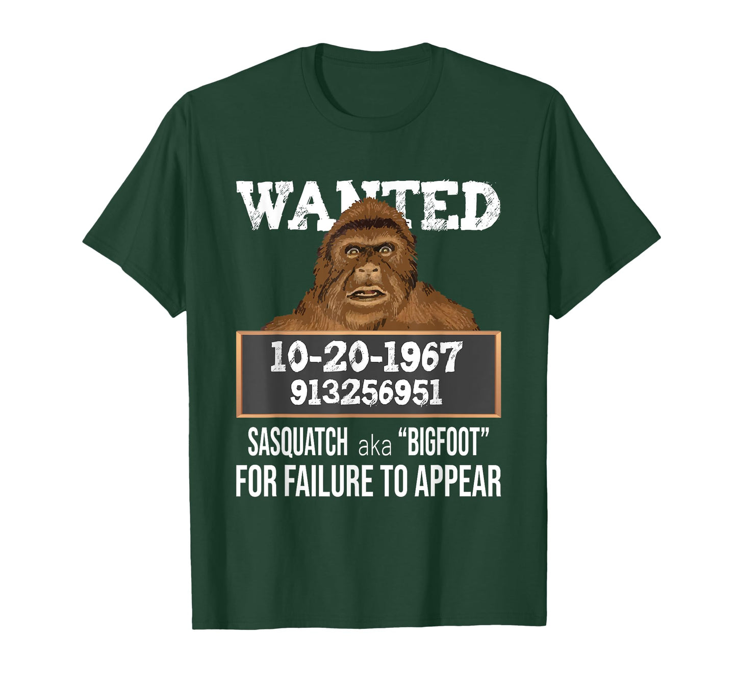 Nerdy Sasquatch Gifts Wanted Sasquatch aka Bigfoot - Funny Sasquatch T-Shirt, Black, Small