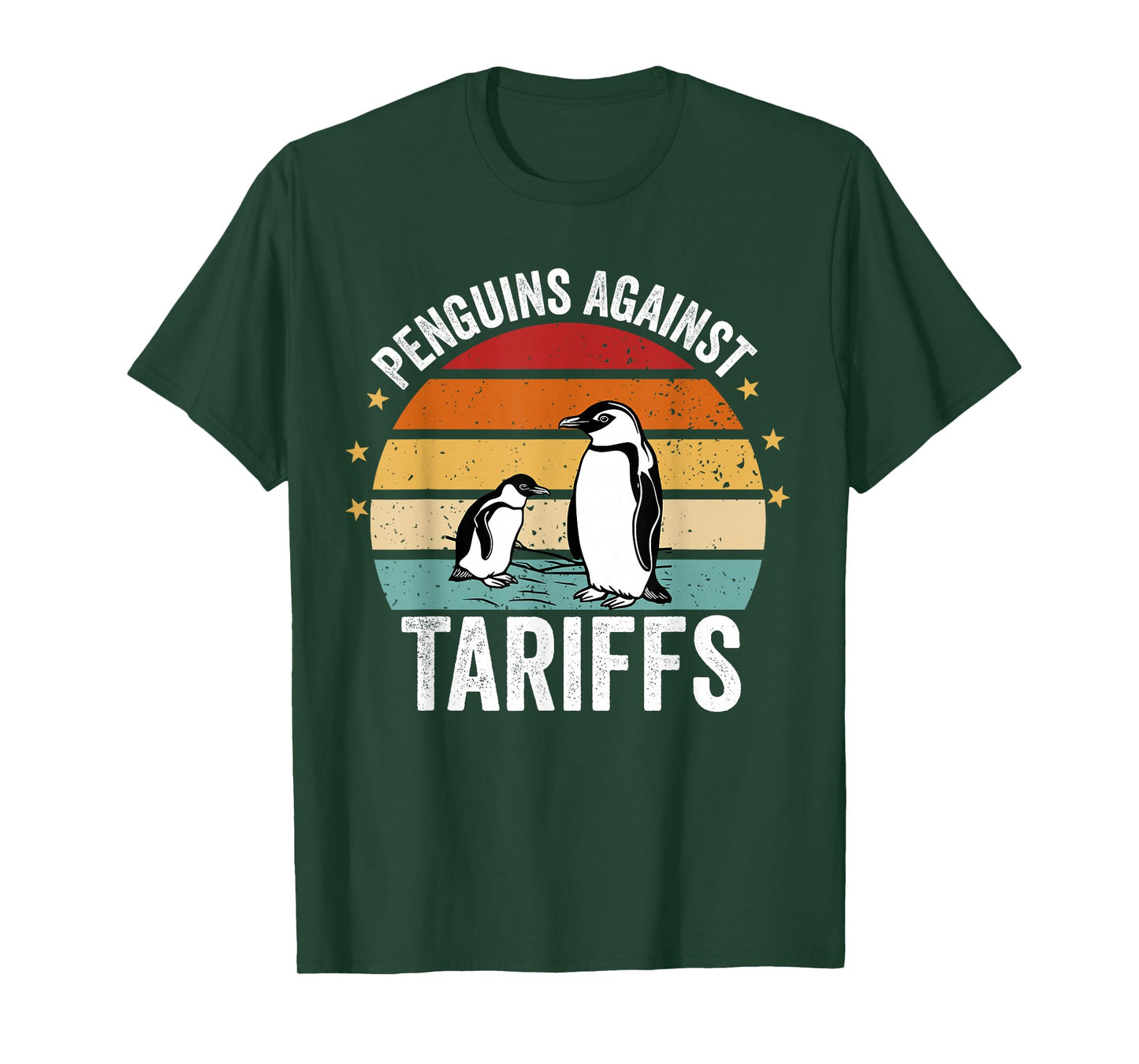 Retro Penguins Against Tariffs Anti Tariffs Funny Penguins T-Shirt