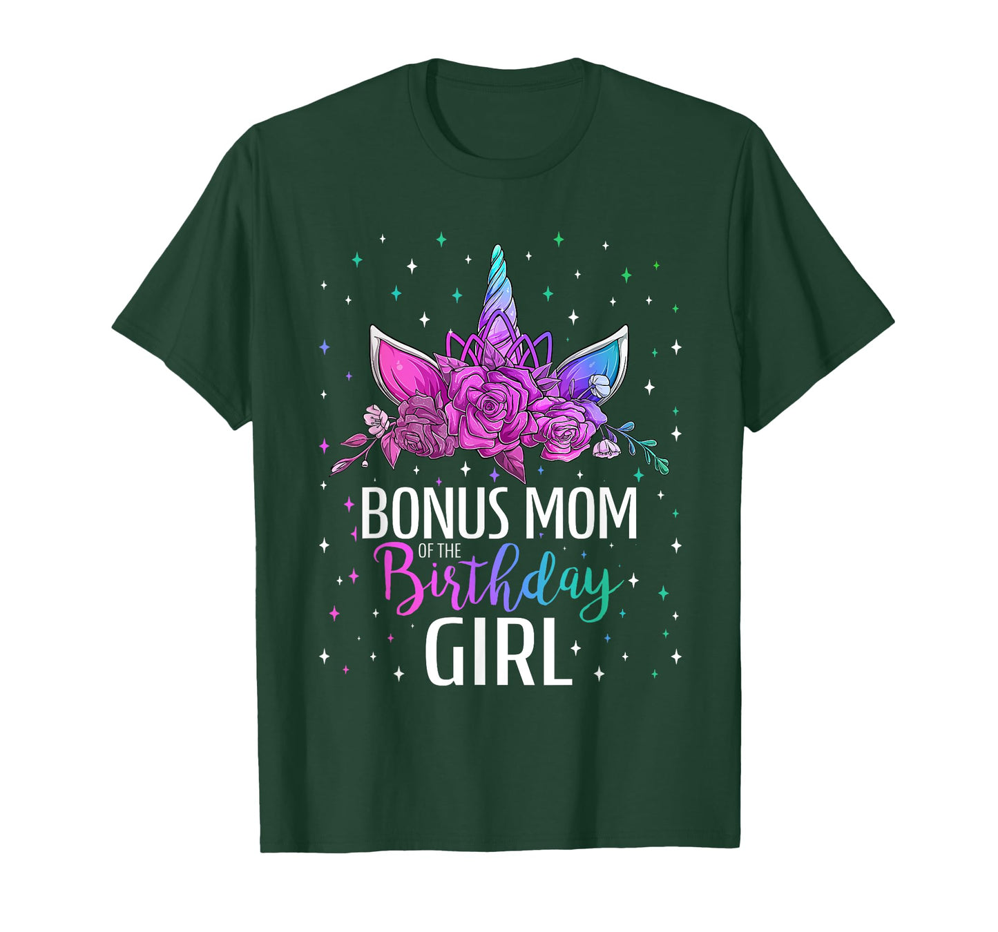 Bonus Mom Of The Birthday Girl Unicorn Bday Party T-Shirt