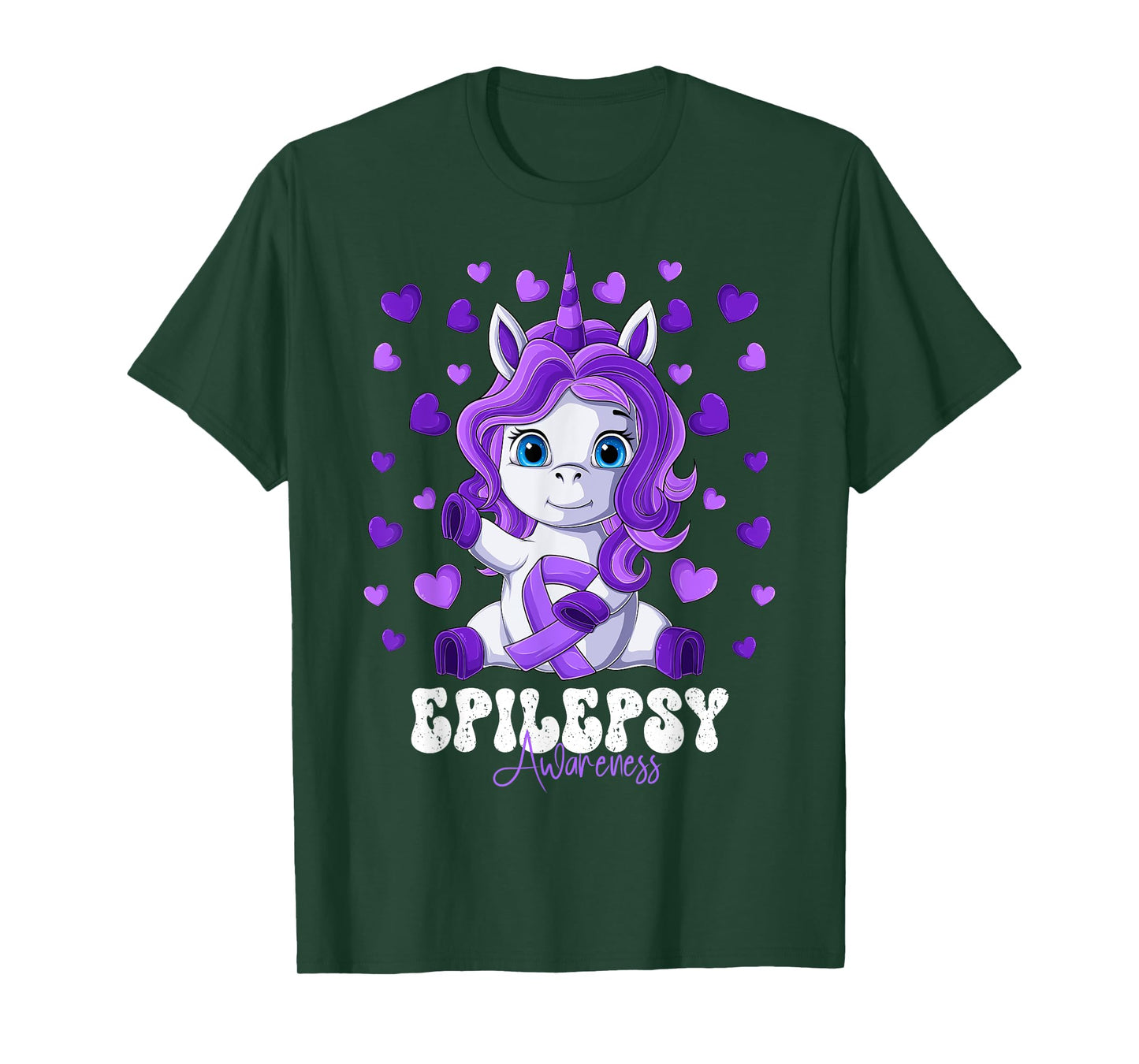 Epilepsy Awareness Month Purple Ribbon Unicorn T-Shirt