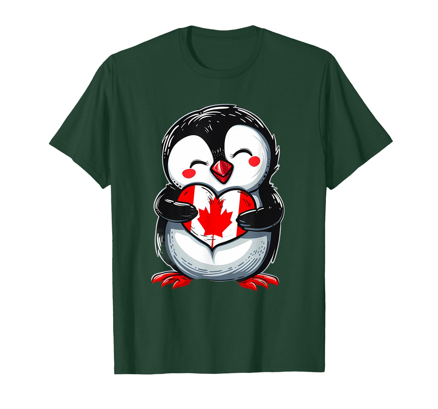 Canadian Pride Heart Penguin Canada Maple Leaf Canada Flag T-Shirt