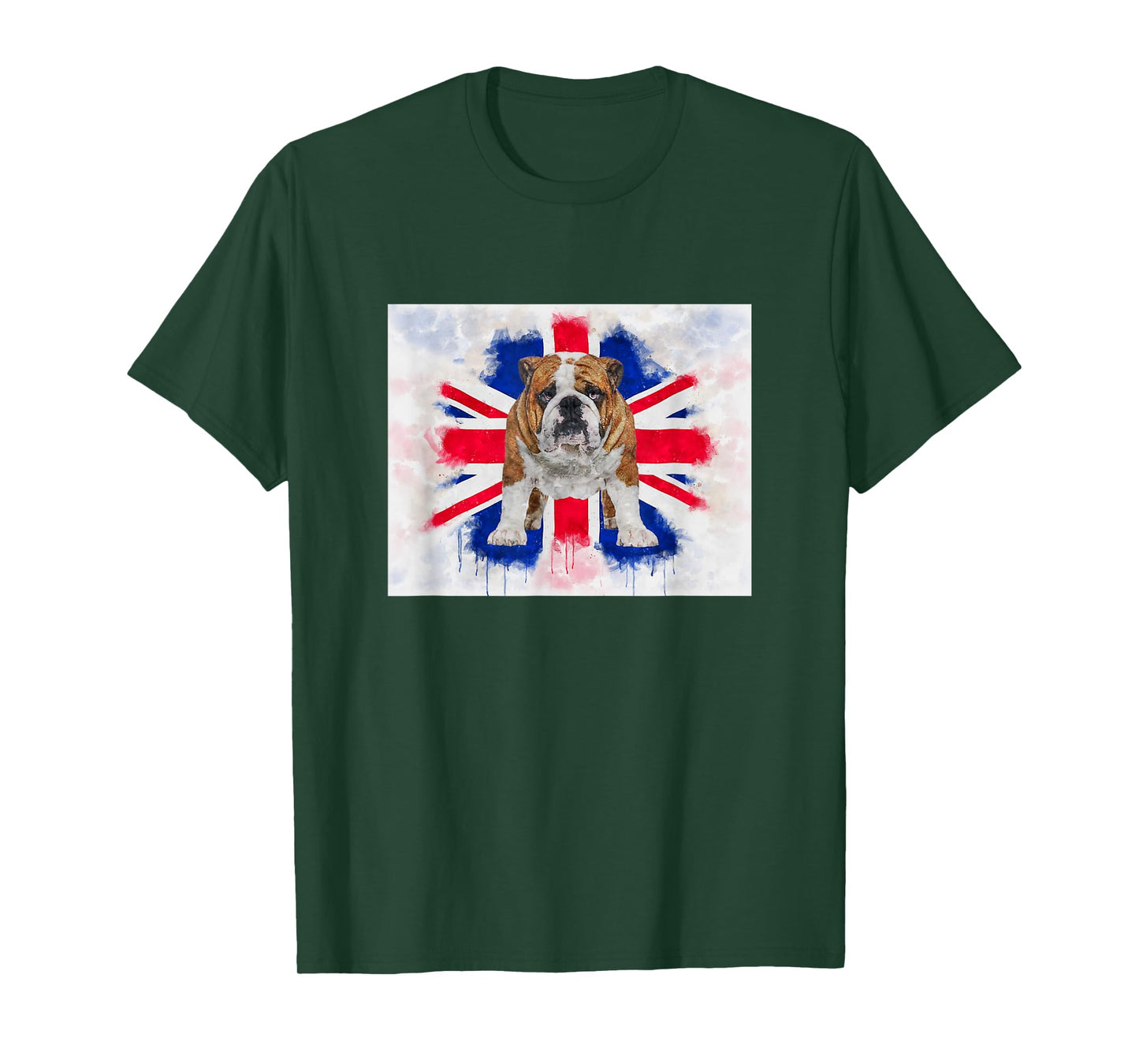 British Bulldog on Dripping Painted Union Jack Flag English T-Shirt