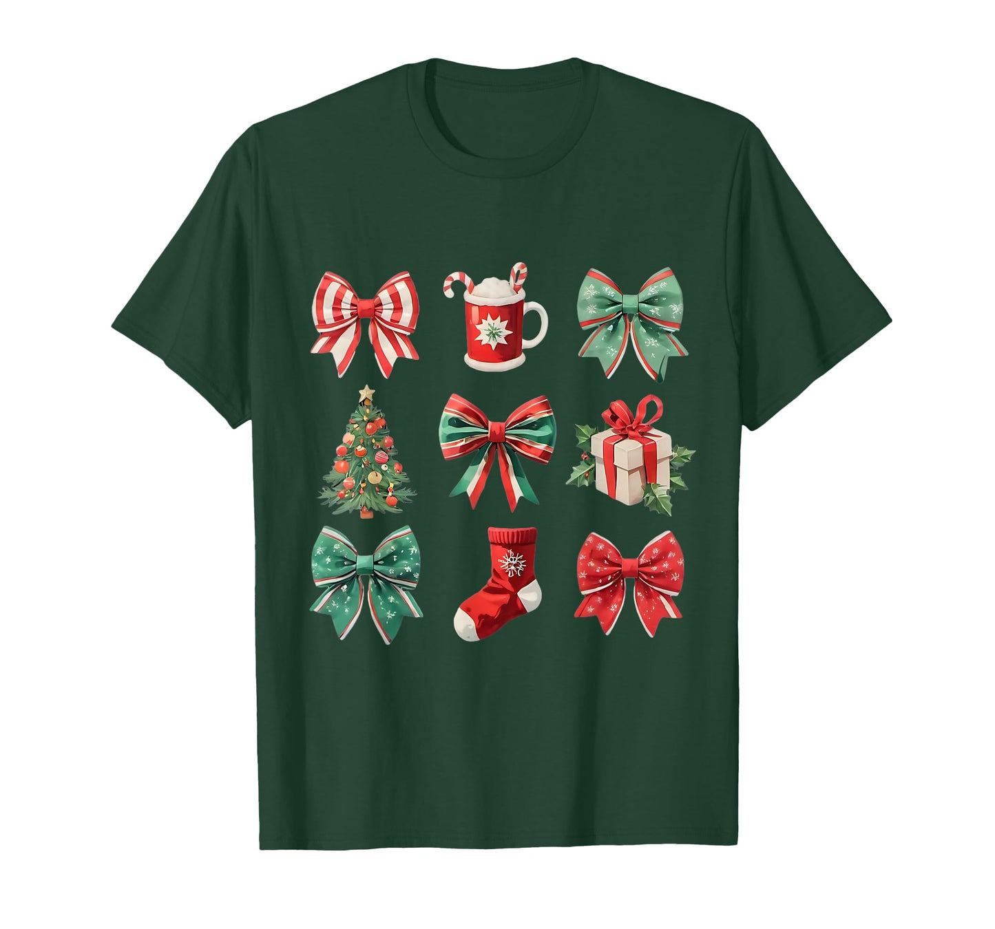 Christmas Coquette Bows Retro Xmas Season Women Girls Kids T-Shirt