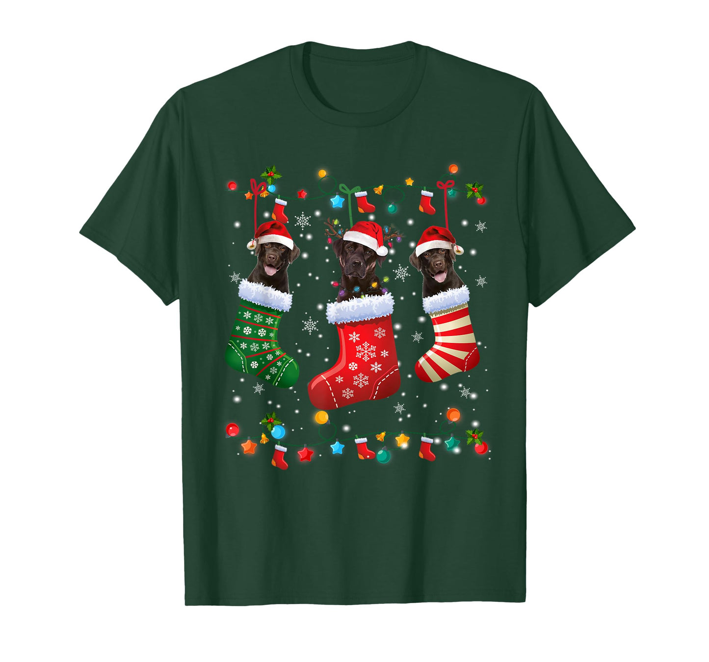 Christmas Socks Pajama Chocolate Lab Labrador Dog Lover Men Women Kids T-Shirt