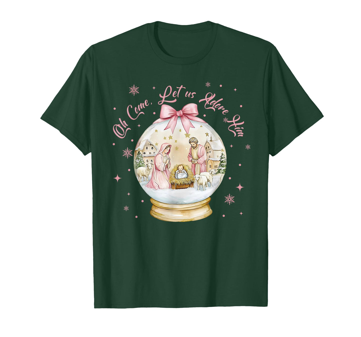 O Come Let Us Adore Him Christmas Christian Jesus Holiday T-Shirt
