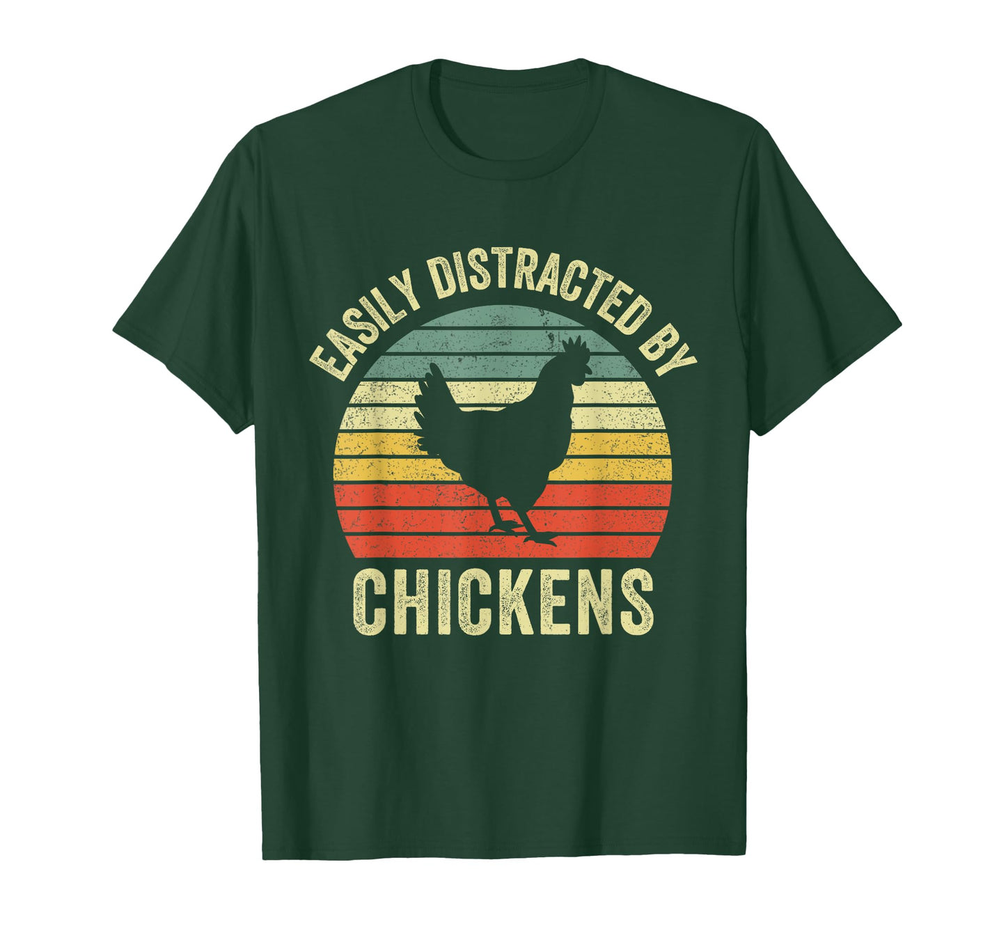 Easily Distracted By Chickens Funny Vintage Chicken Farm T-Shirt