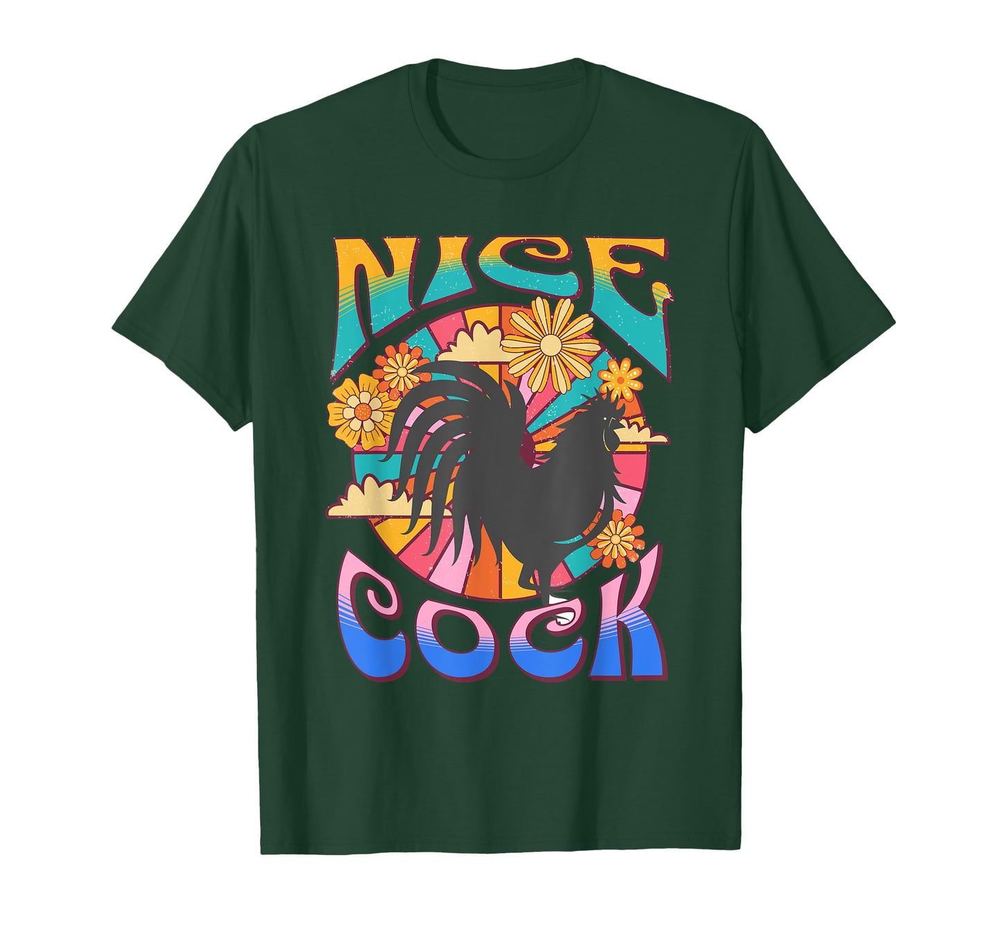 NICE COCK Black Light Funny Hippie Peace Love Retro Vintage T-Shirt