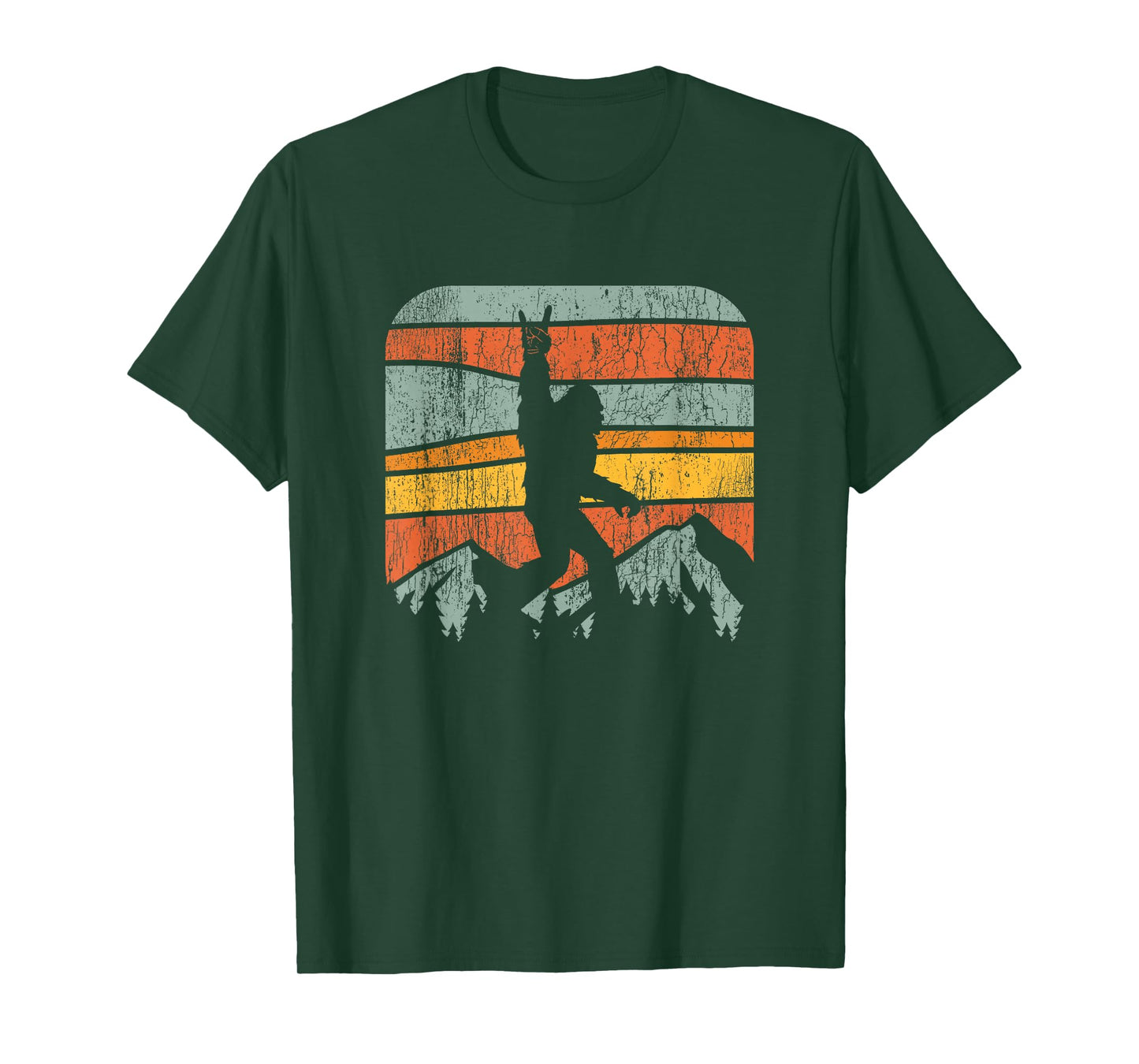 Bigfoot Rock and Roll Retro Mountain Sunset Sasquatch Gift T-Shirt
