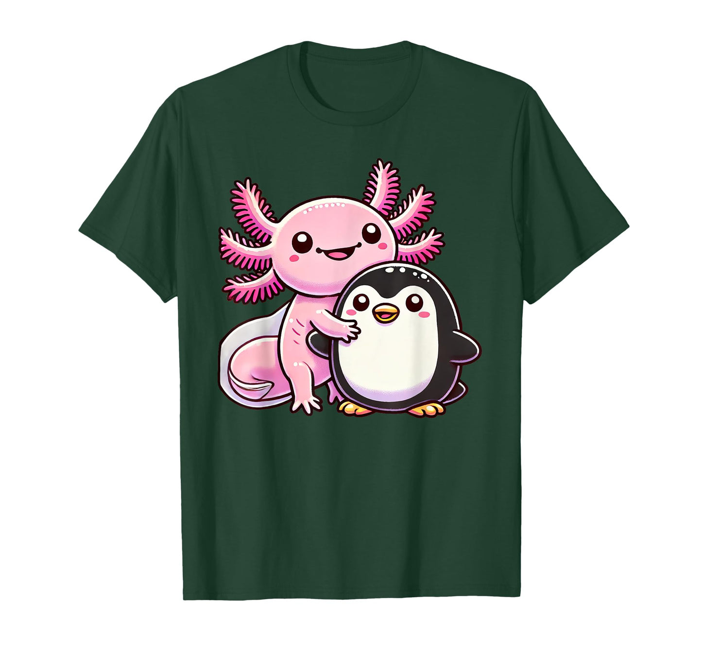 Cute Axolotl Hugging Penguin T-Shirt
