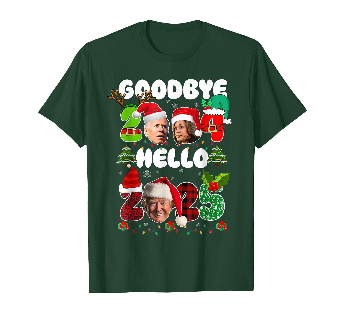 Funny Goodbye 2024 Hello 2025 TRUMP Christmas New Year's Eve T-Shirt