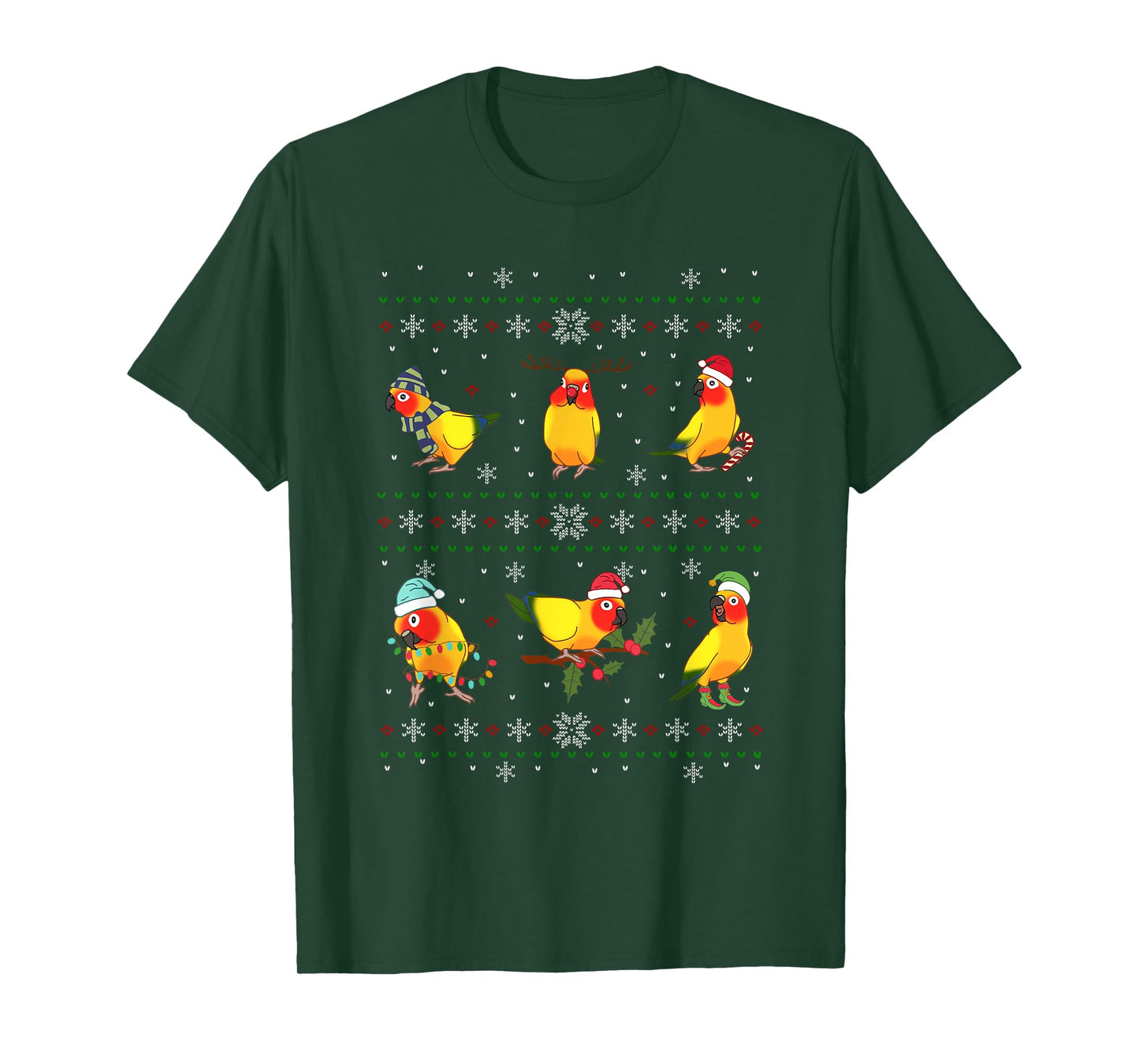 Funny Santa Parrot Decorations Sun Conure Ugly Christmas T-Shirt