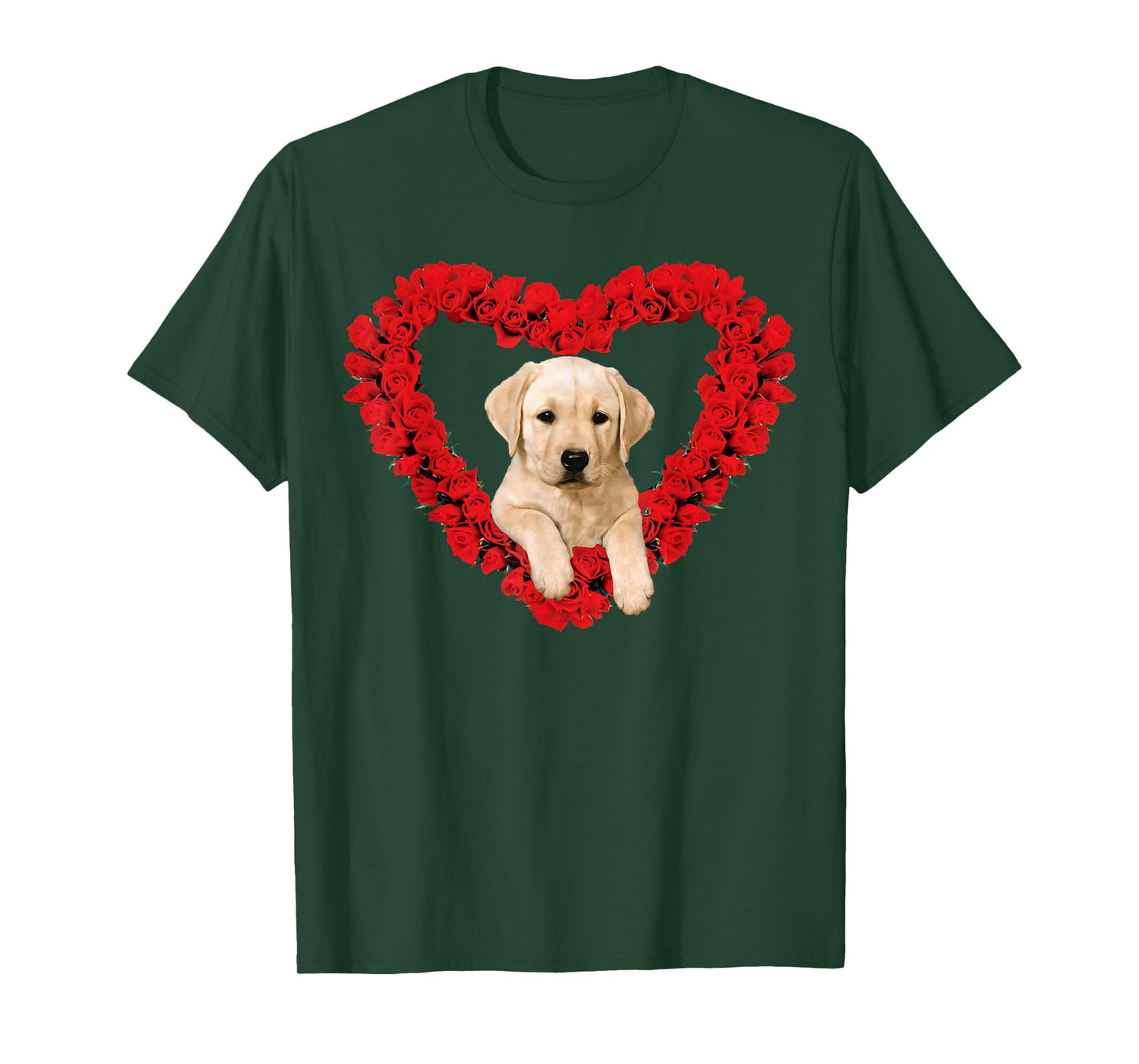 Rose Heart Yellow Lab Puppy Valentines Day Cute T-Shirt T-Shirt