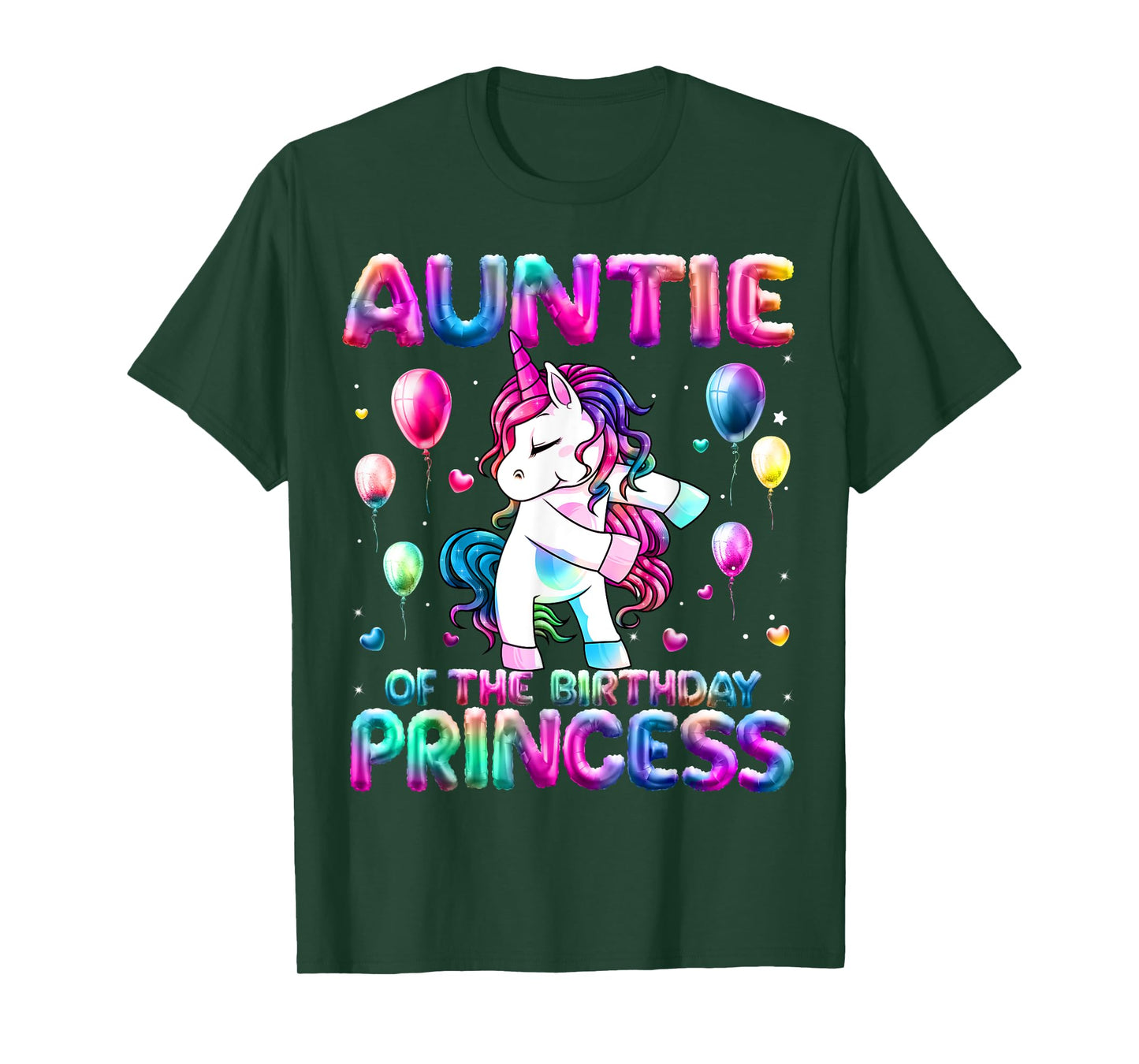 Auntie of the Birthday Princess Girl Flossing Unicorn Aunt T-Shirt