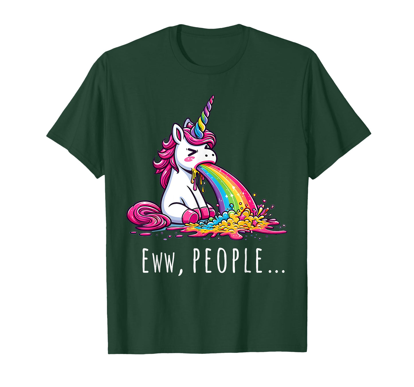Eww People Cute Funny Unicorn Vomiting T-Shirt