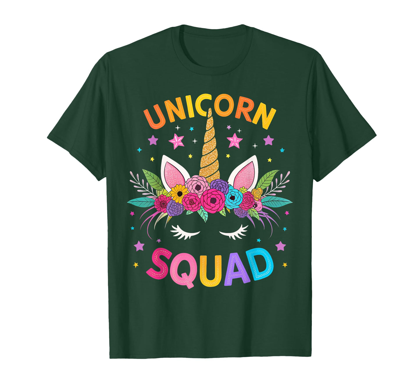 Unicorn Squad Floral Unicorn Birthday Girls Kids Magical T-Shirt