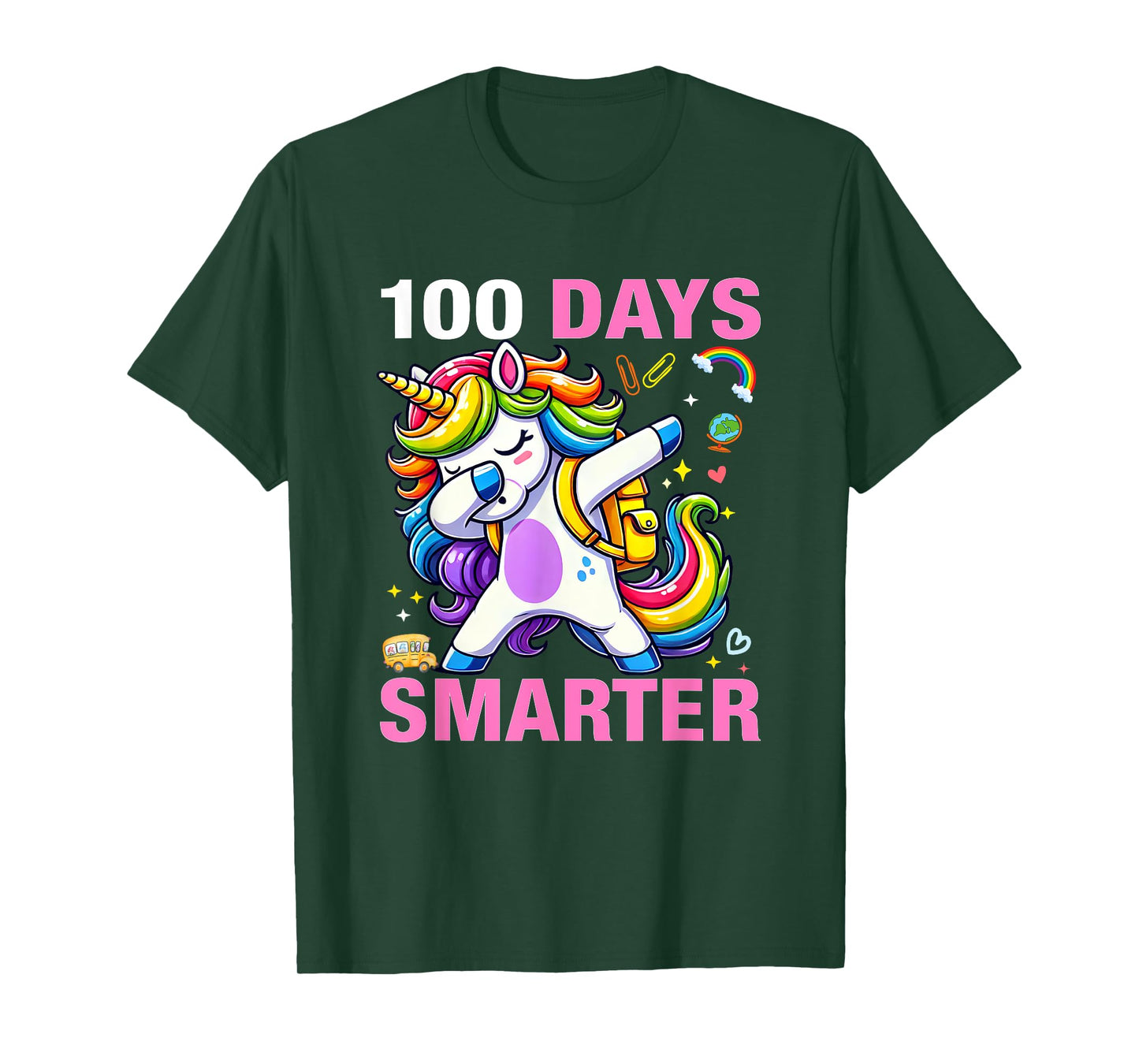100 Days Smarter Kids Girls Unicorn 100th Day of School T-Shirt