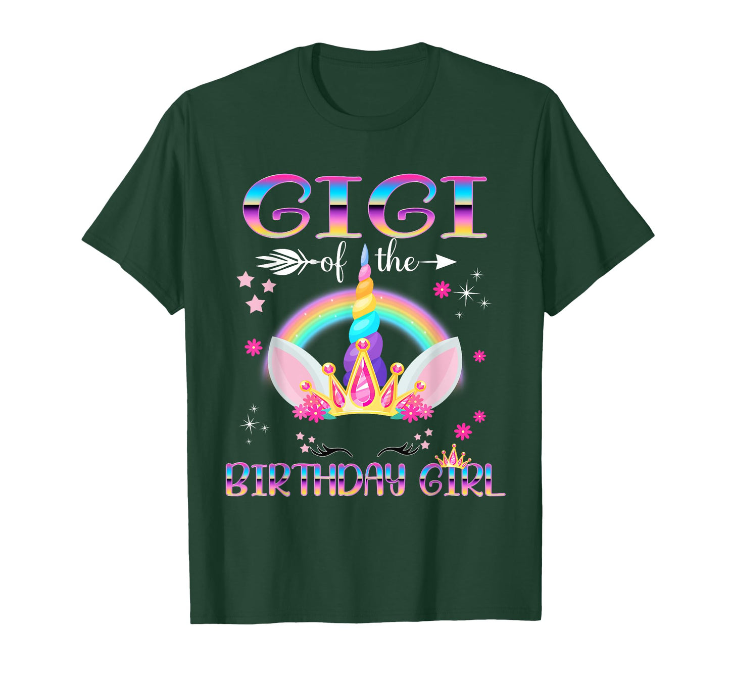 Gigi Of The Birthday Girl Rainbow Unicorn Mothers Day T-Shirt