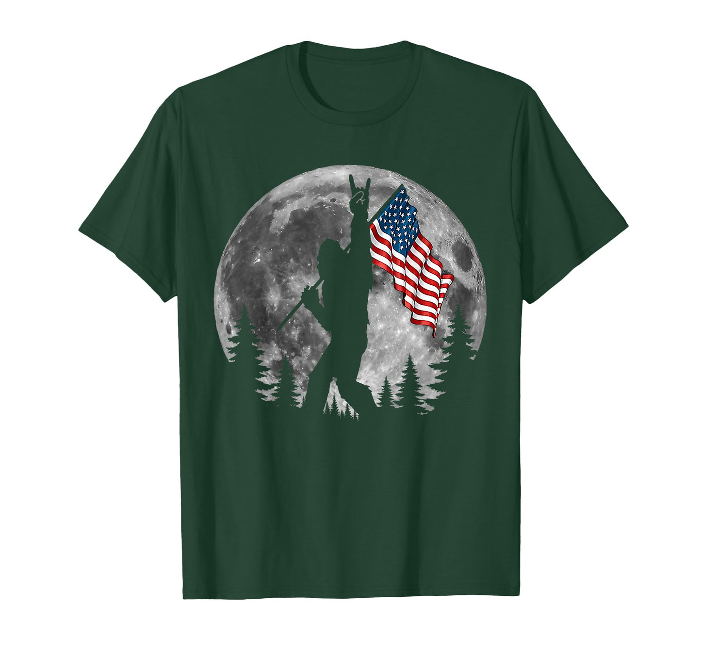 Bigfoot American Flag Sasquatch Patriotic 4th Of July T-Shirt