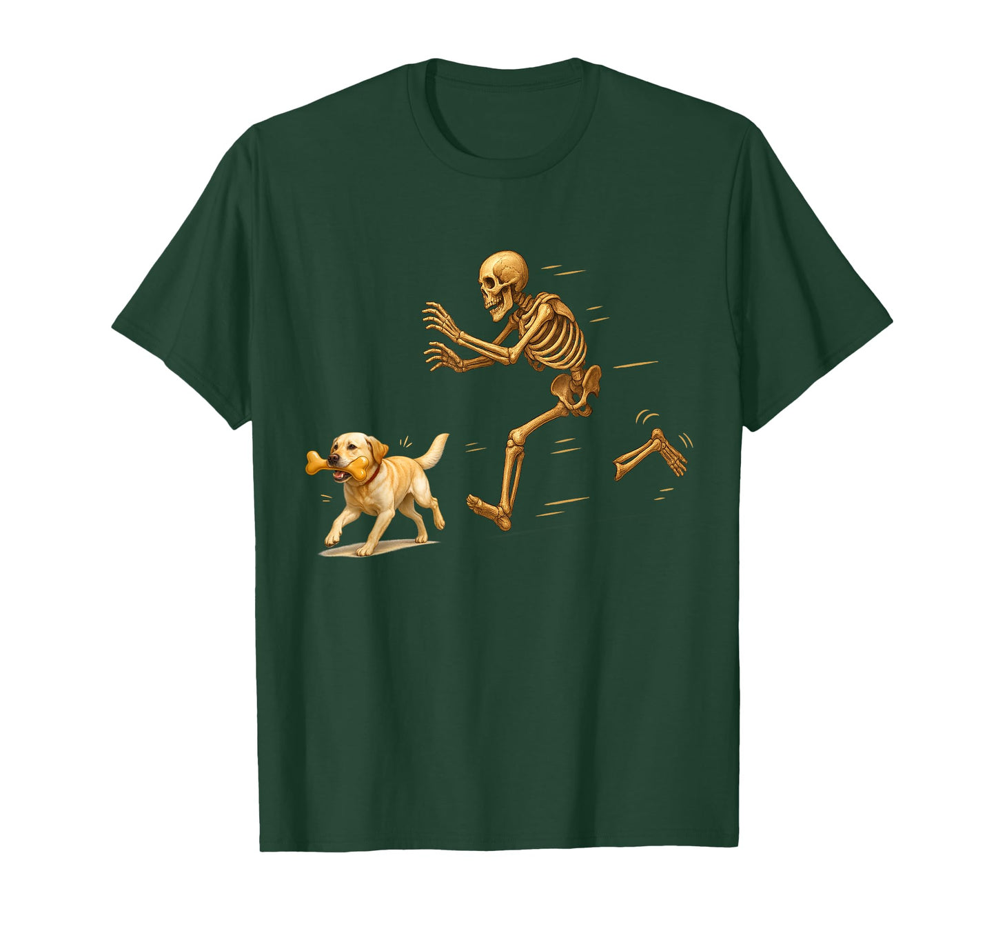 Funny Labrador Retriever Halloween Steal Bone Skeleton Chase T-Shirt