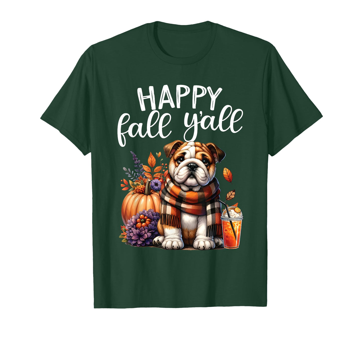 Thankful Grateful Blessed English Bulldog Fall Y'all Autumn T-Shirt