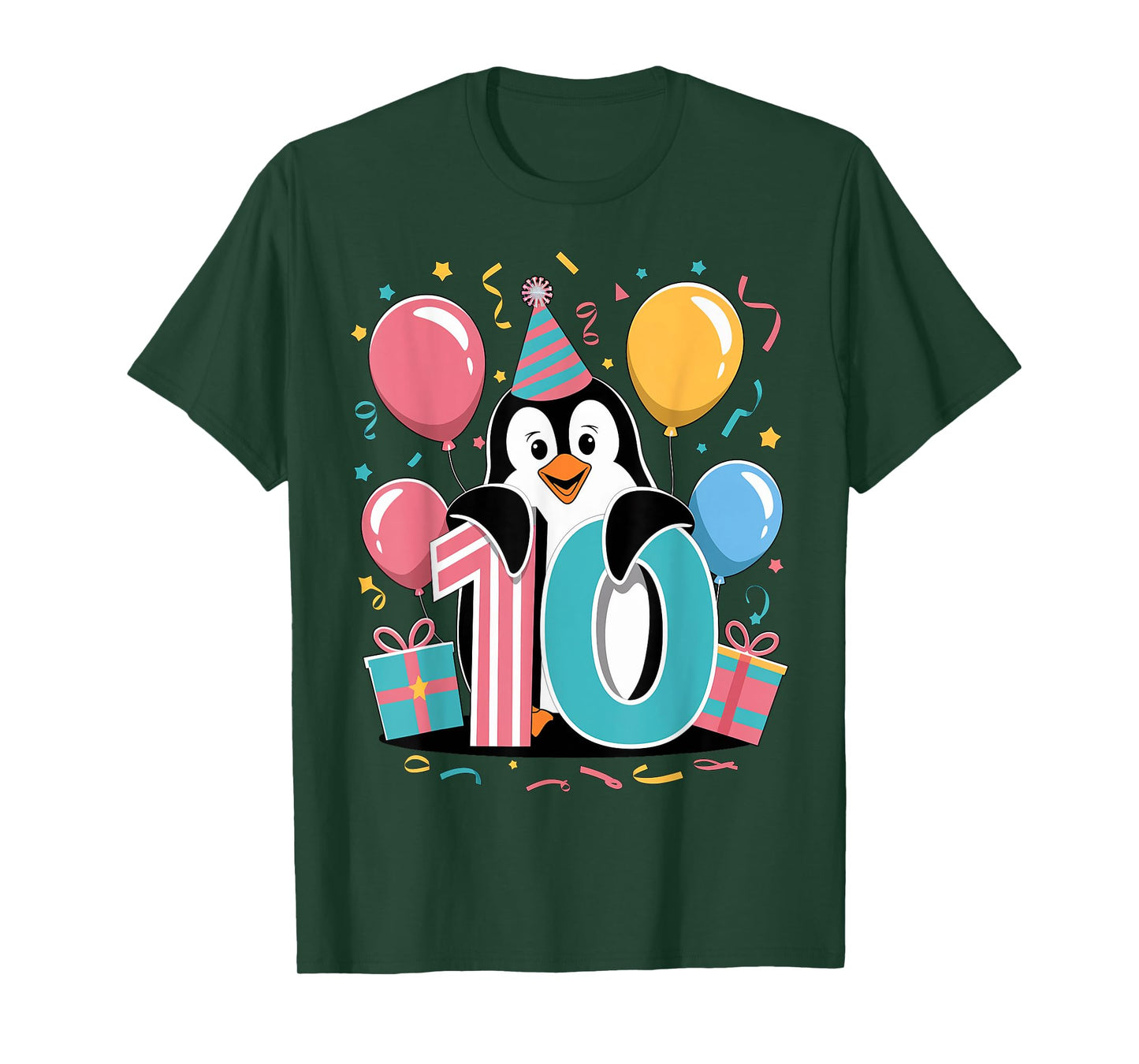 Penguin 10th birthday boy girl 10 years old tenth Penguin T-Shirt