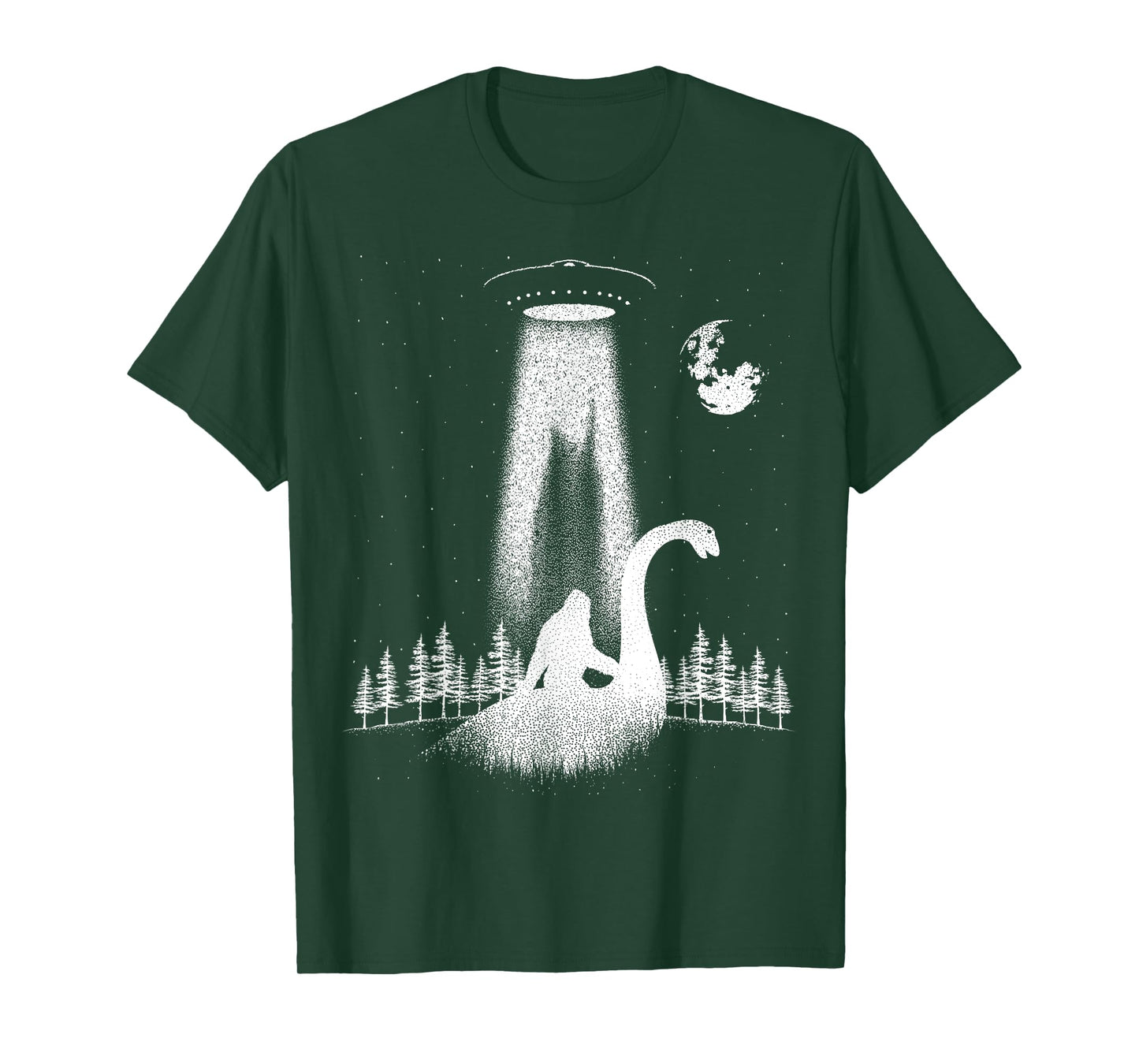 Bigfoot Riding Loch Ness Monster Nessie Funny Sasquatch Ufo T-Shirt