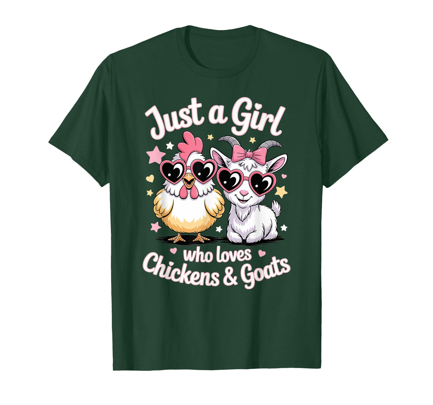 Cute Just A Girl Who Loves Chickens and Goats Farming Farmer T-Shirt
