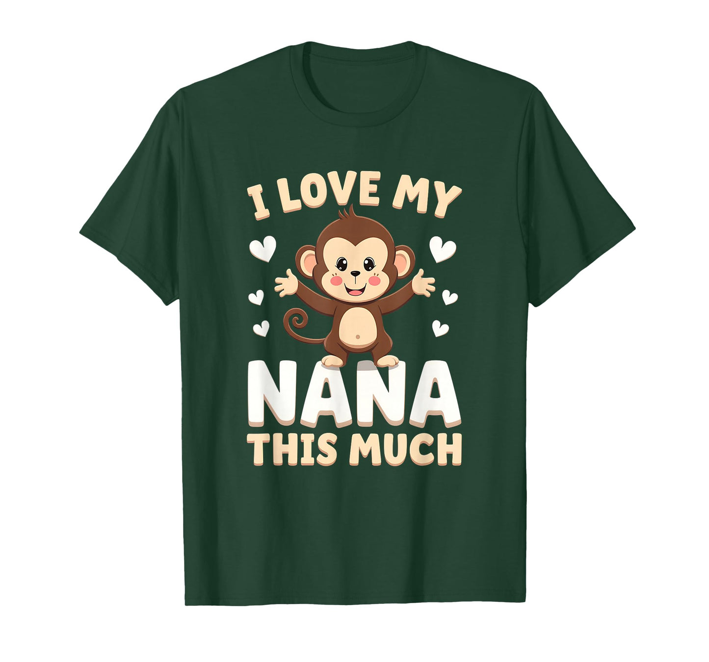 Adorable Monkey I Love My Nana This Much Design T-Shirt